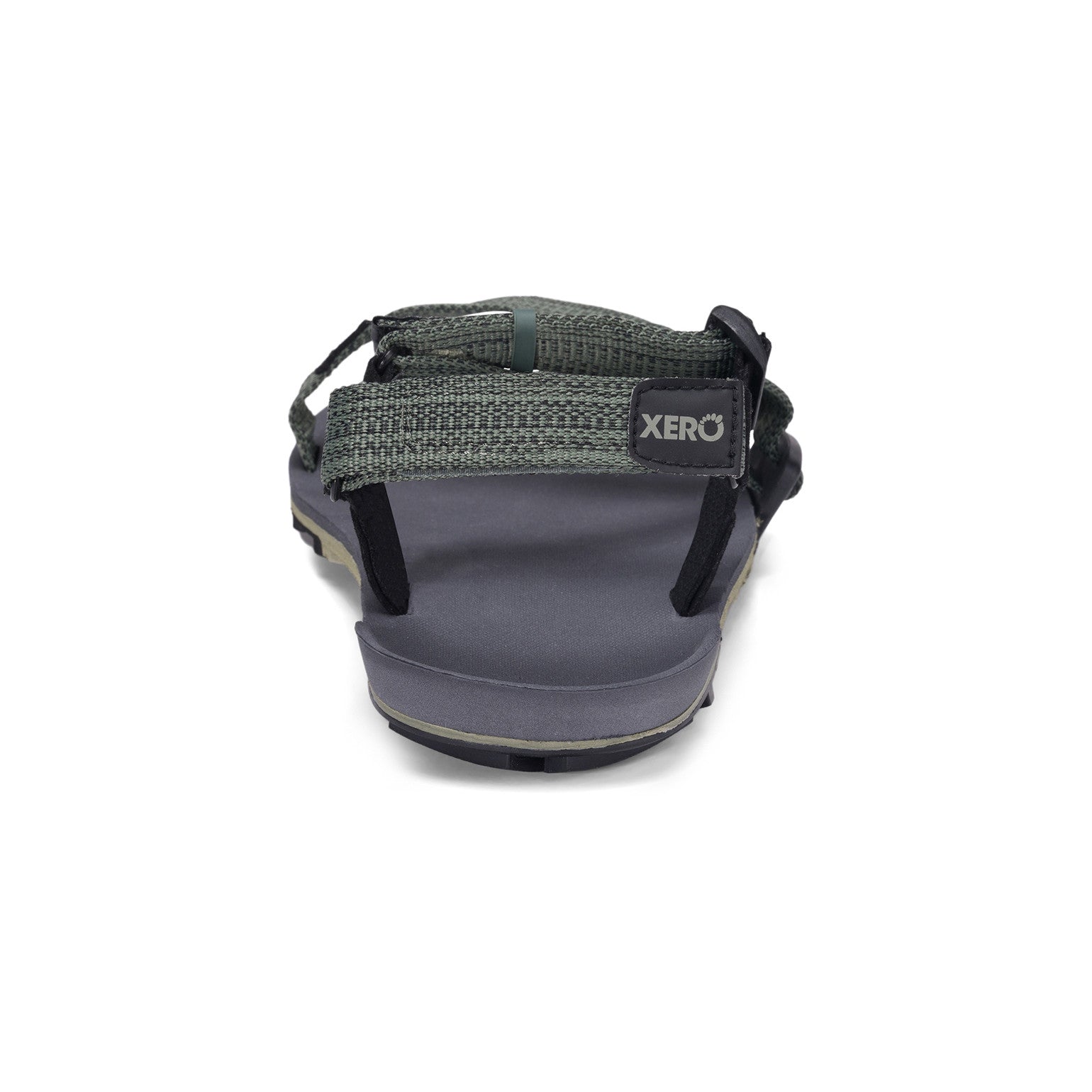 Xero Shoes Z Trail EV Barfußsandalen für Herren in vetiver green von hinten im Onlineshop für Barfußschuhe