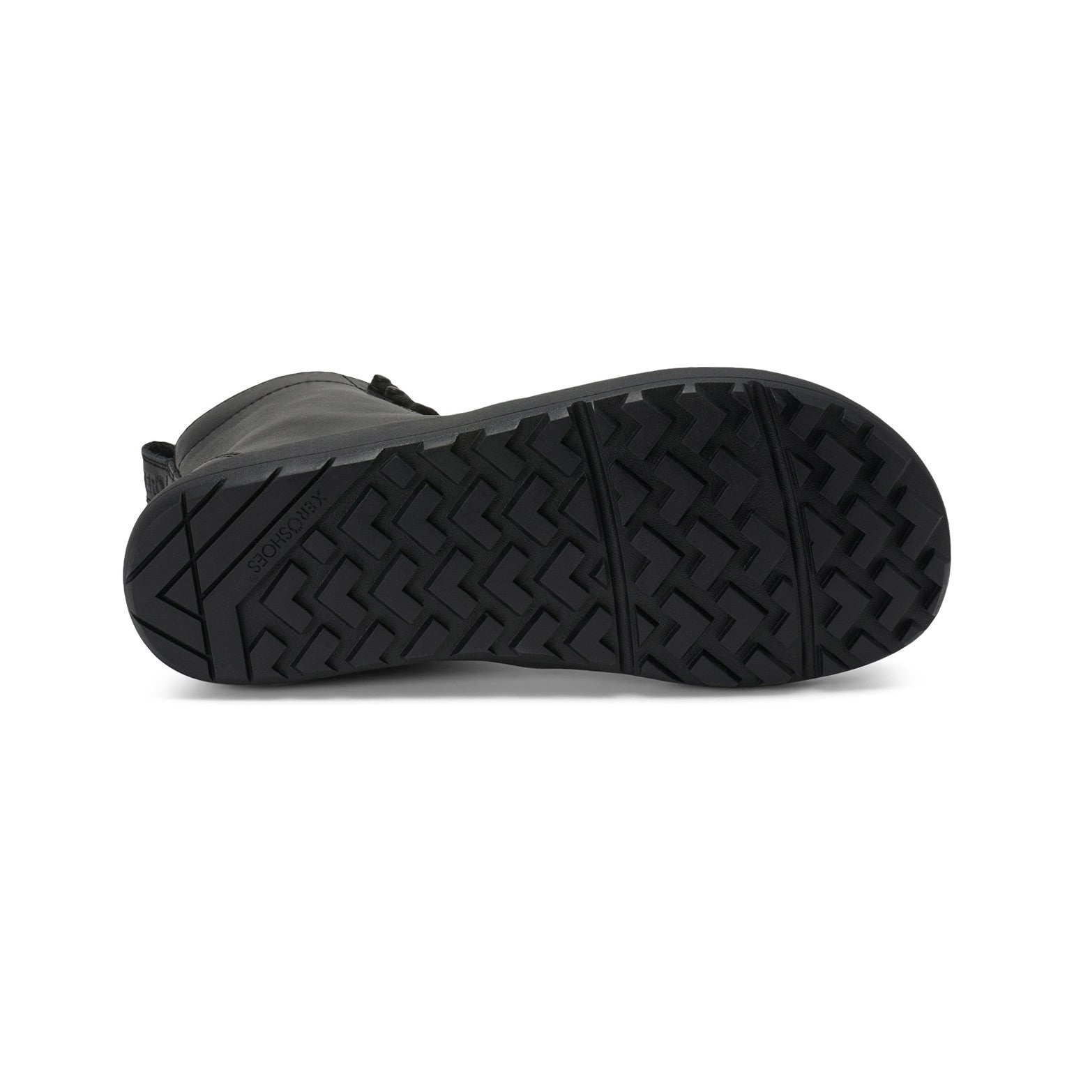 Barfußschuhe Xero Shoes Breckenridge in Schwarz aus Leder, knöchelhohe Damenstiefel, Unteransicht, erhältlich in unserem Onlineshop.