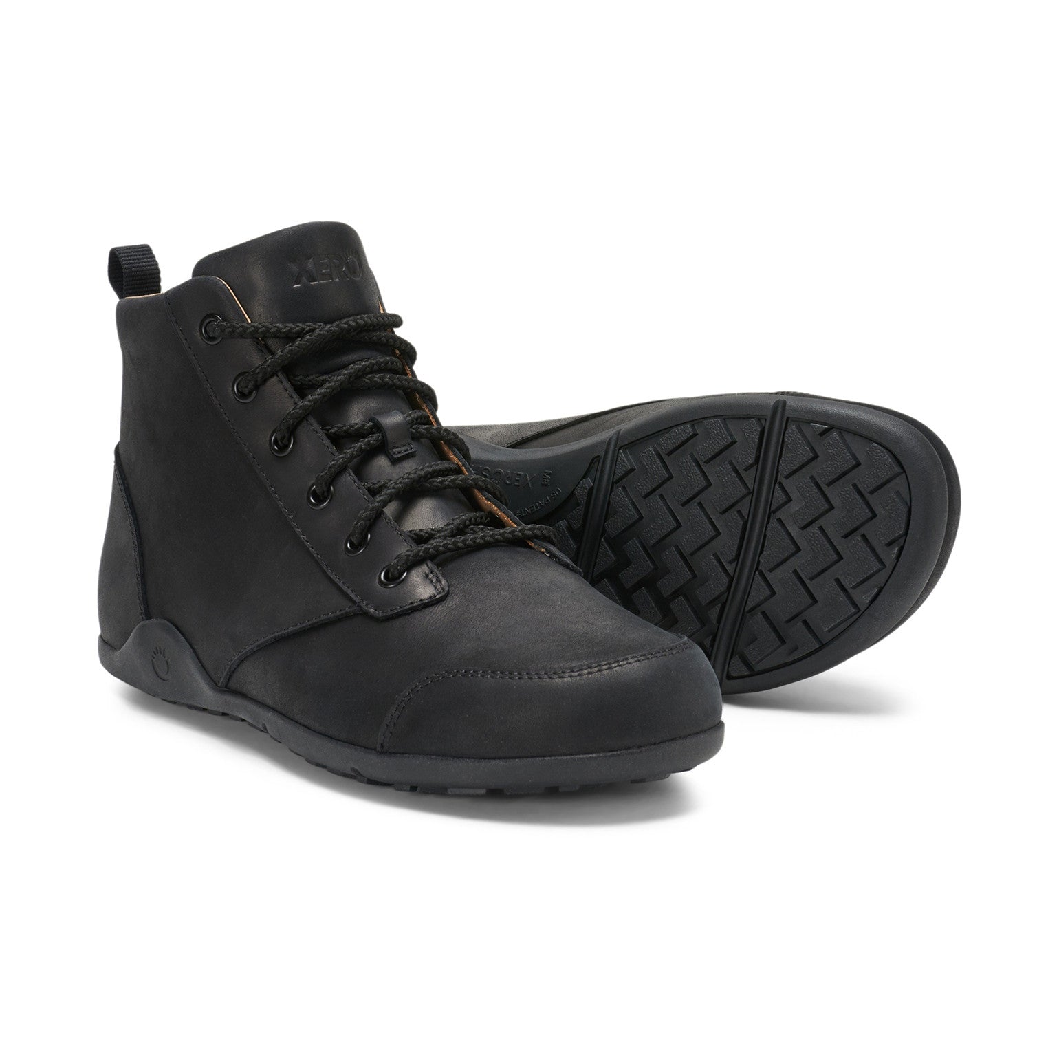 Schwarze Xero Shoes Denver Barfußstiefeletten, ledergefütterte und flexible Herrenschuhe für Outdoor und Alltag, verfügbar in unserem Onlineshop für Barfußschuhe.