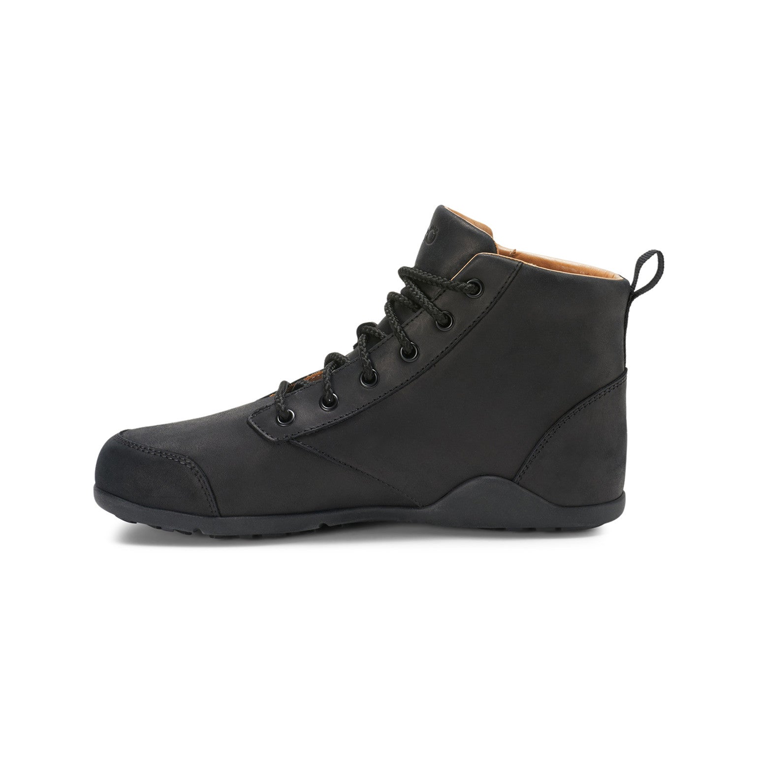 Xero Shoes Denver Leather Barfußschuhe in Schwarz, ledergefüttert und knöchelhoch, linke Ansicht, ideal für Herren im Onlineshop für Barfußschuhe