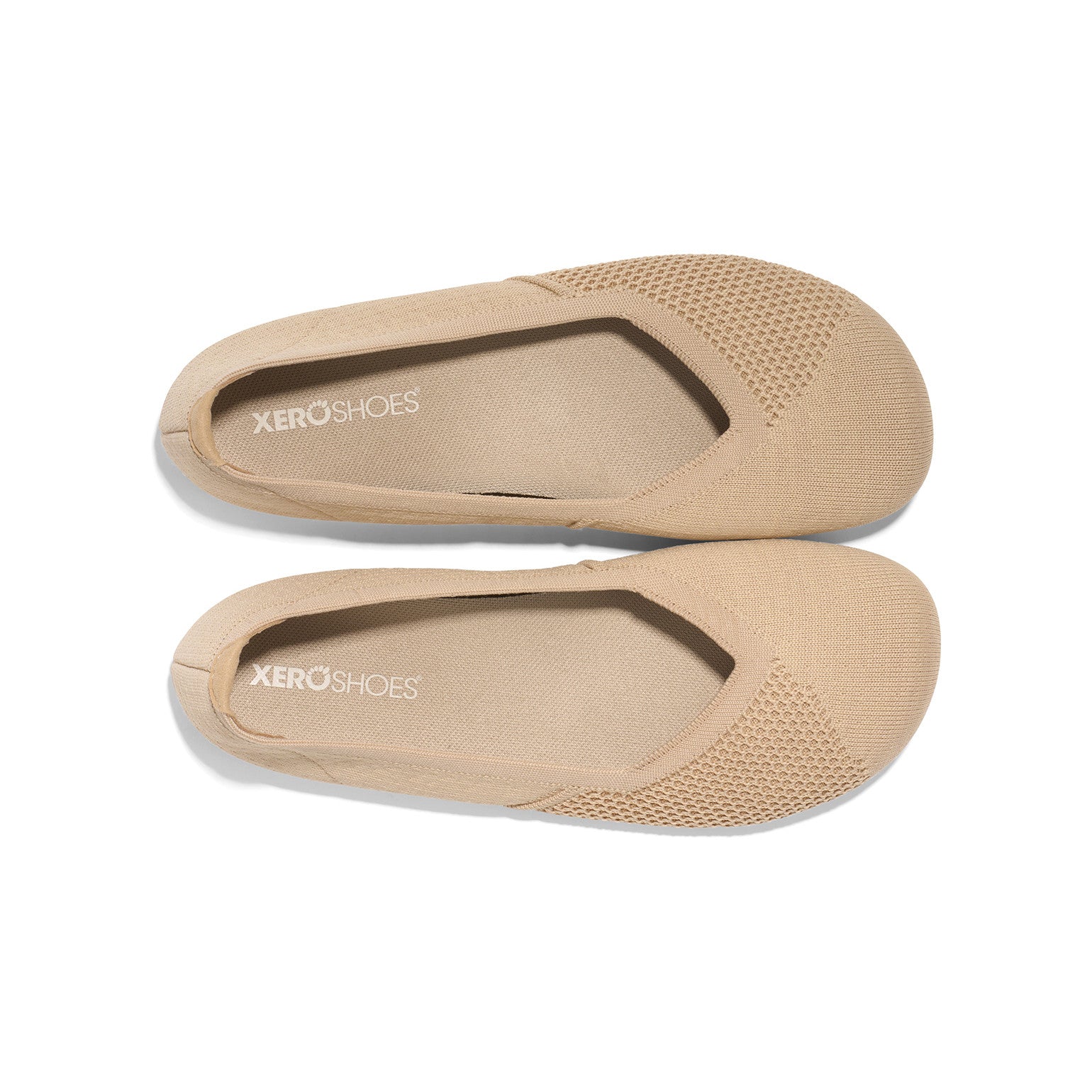 Xero Shoes Phoenix Knit Irish Cream Damen Ballerinas, Draufsicht. Elegante Barfußschuhe für Frauen in unserem Onlineshop.