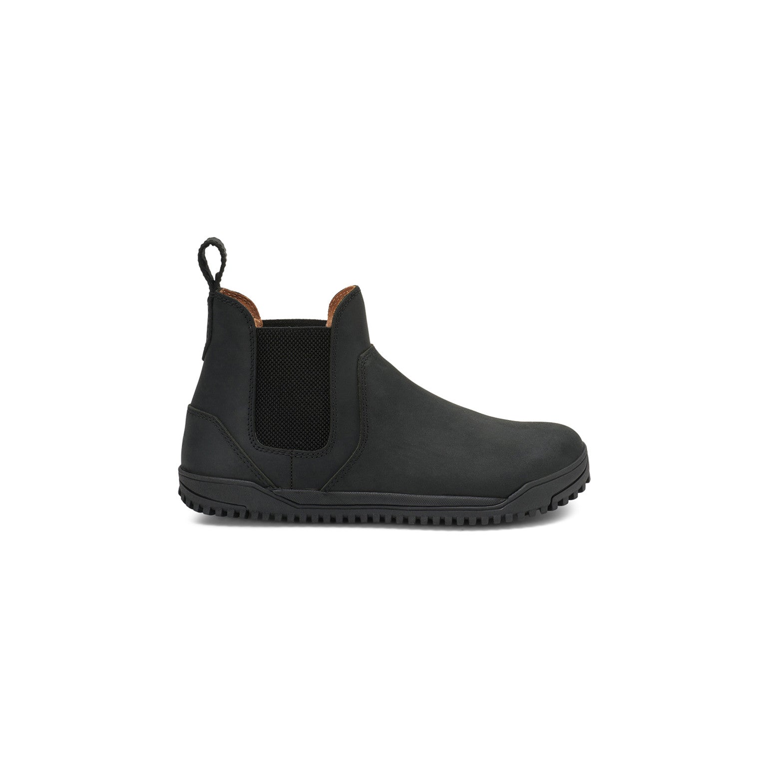 Barfußschuhe Xero Shoes Ridgeway Chelsea Damen-Stiefel in Schwarz aus Leder, Seitenansicht rechts, ideal für unseren Onlineshop für Barfußschuhe.