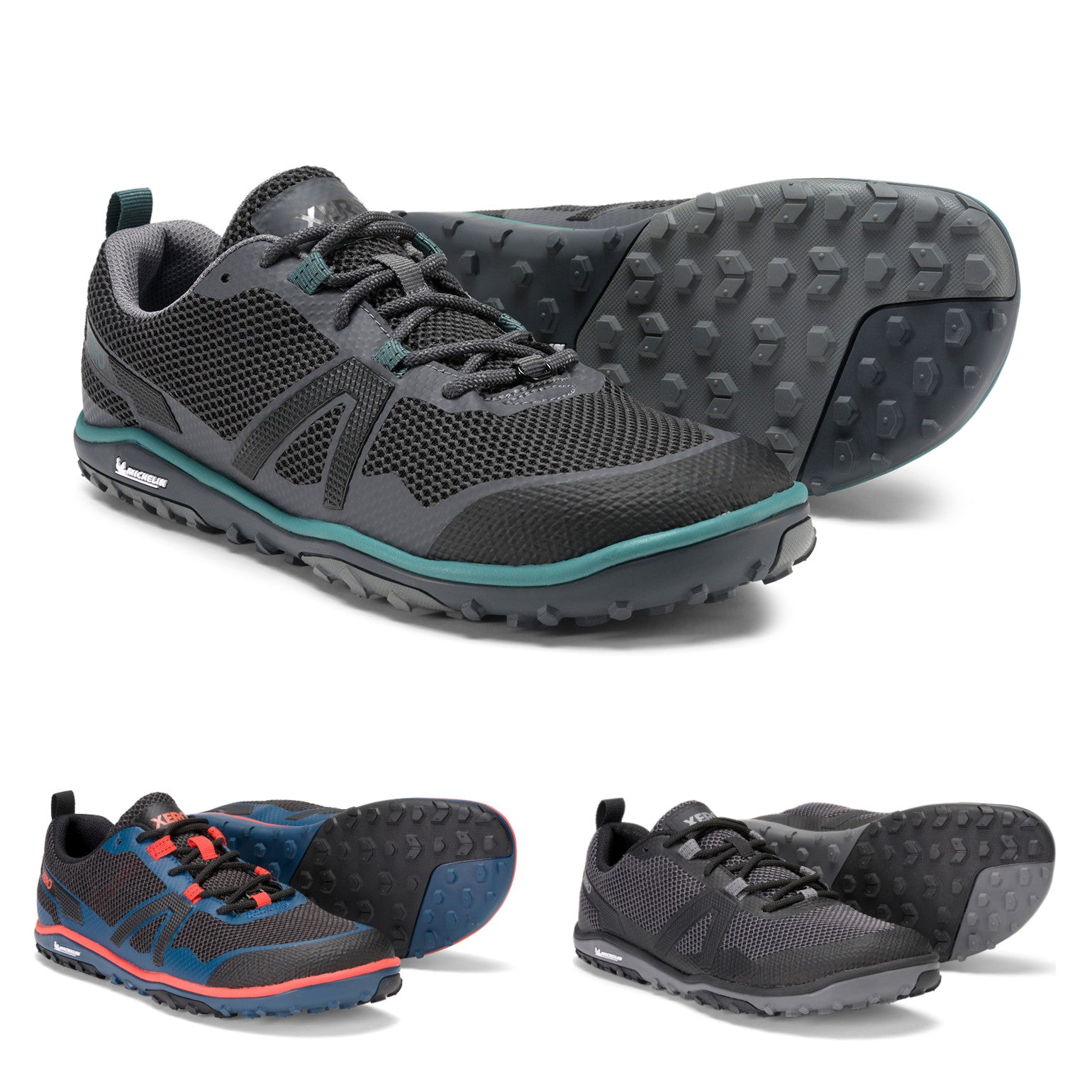 Alle Farbvarianten der Xero Shoes Scrambler Low Barfußschuhe mit Michelin-Sohle für Herren als Wanderschuhe im Onlineshop für Barfußschuhe