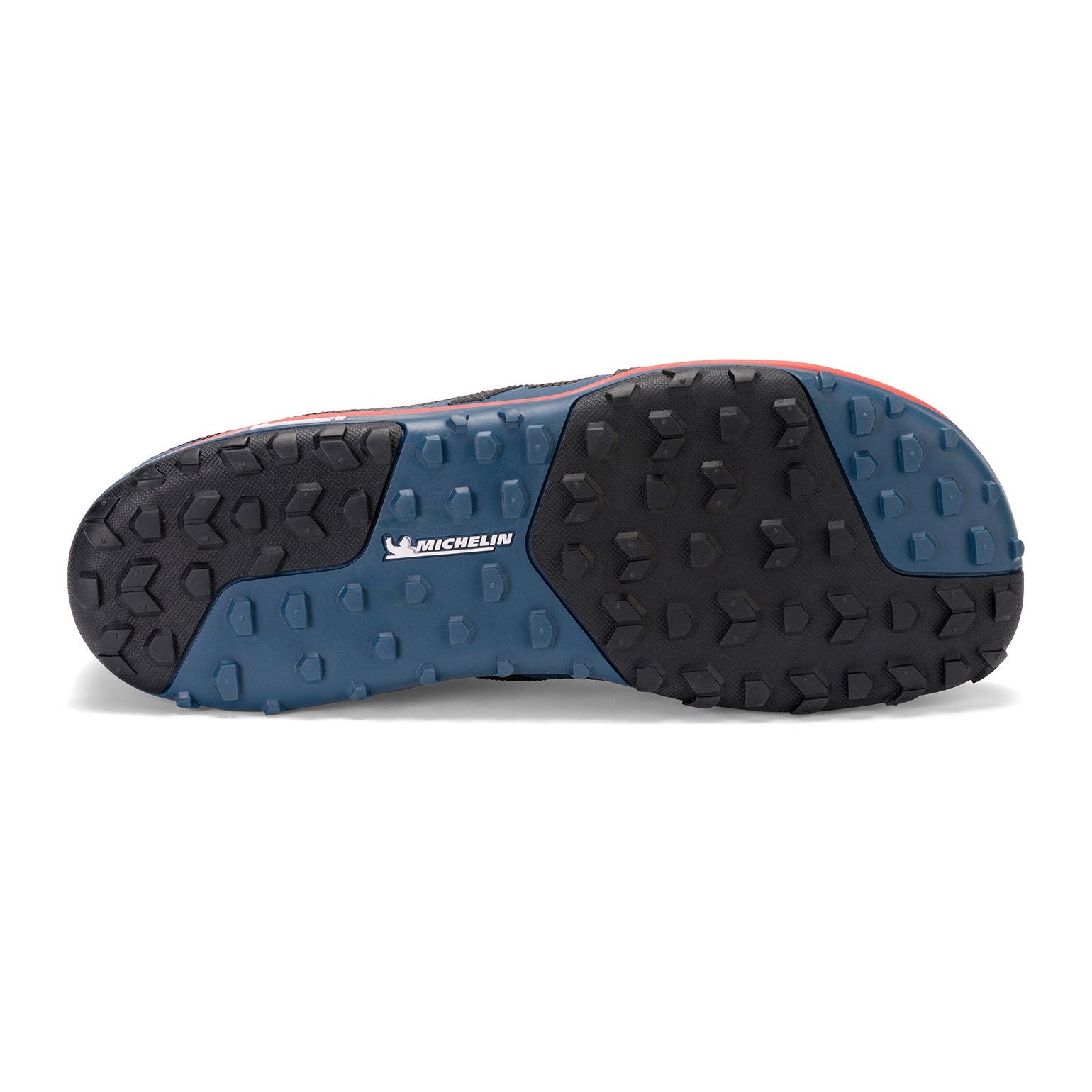 Sohlenansicht der Xero Shoes Scrambler Low Barfußschuhe in Legion Blue für Herren als Wanderschuhe im Onlineshop für Barfußschuhe
