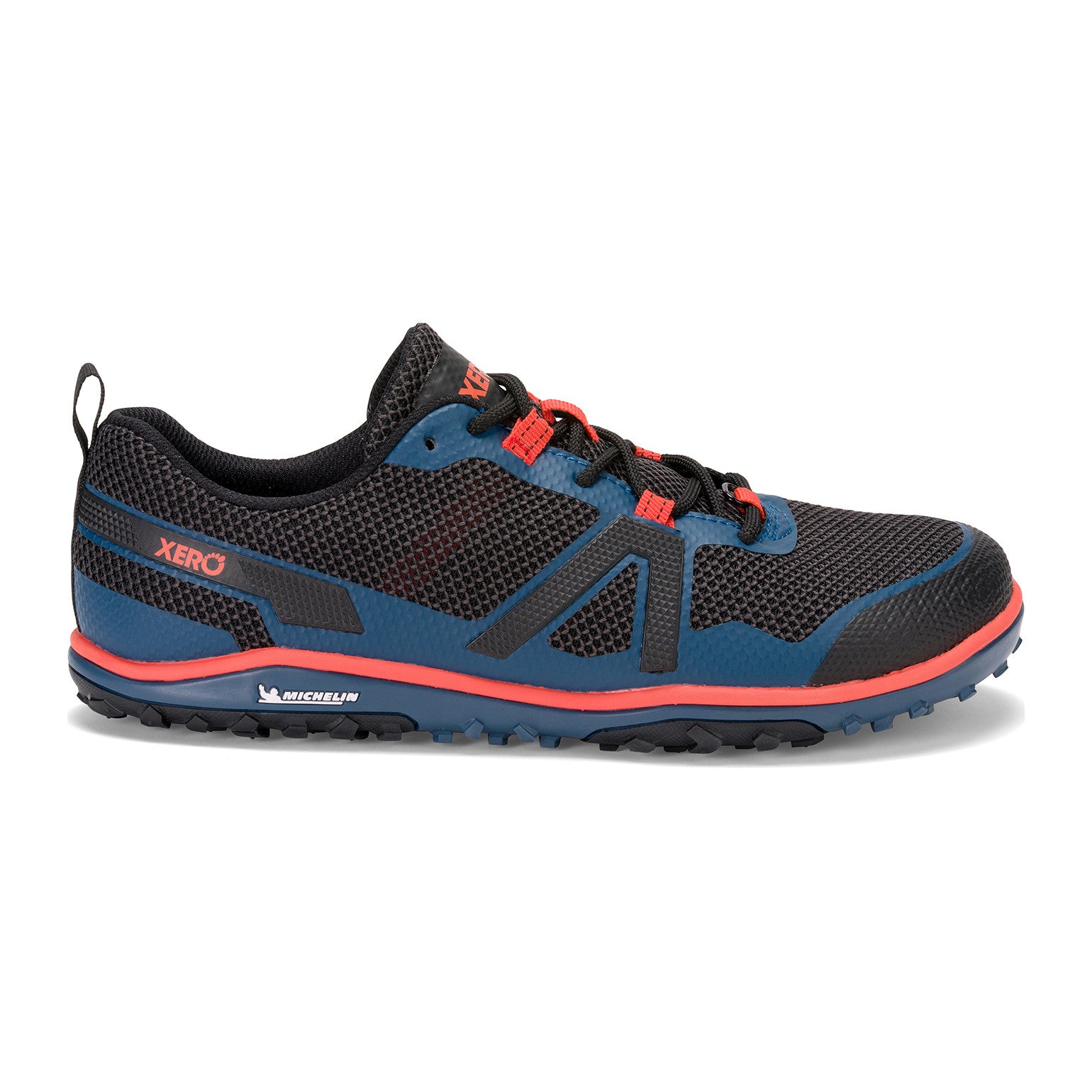 Rechte Ansicht der Xero Shoes Scrambler Low Barfußschuhe in Legion Blue für Herren als Wanderschuhe im Onlineshop für Barfußschuhe
