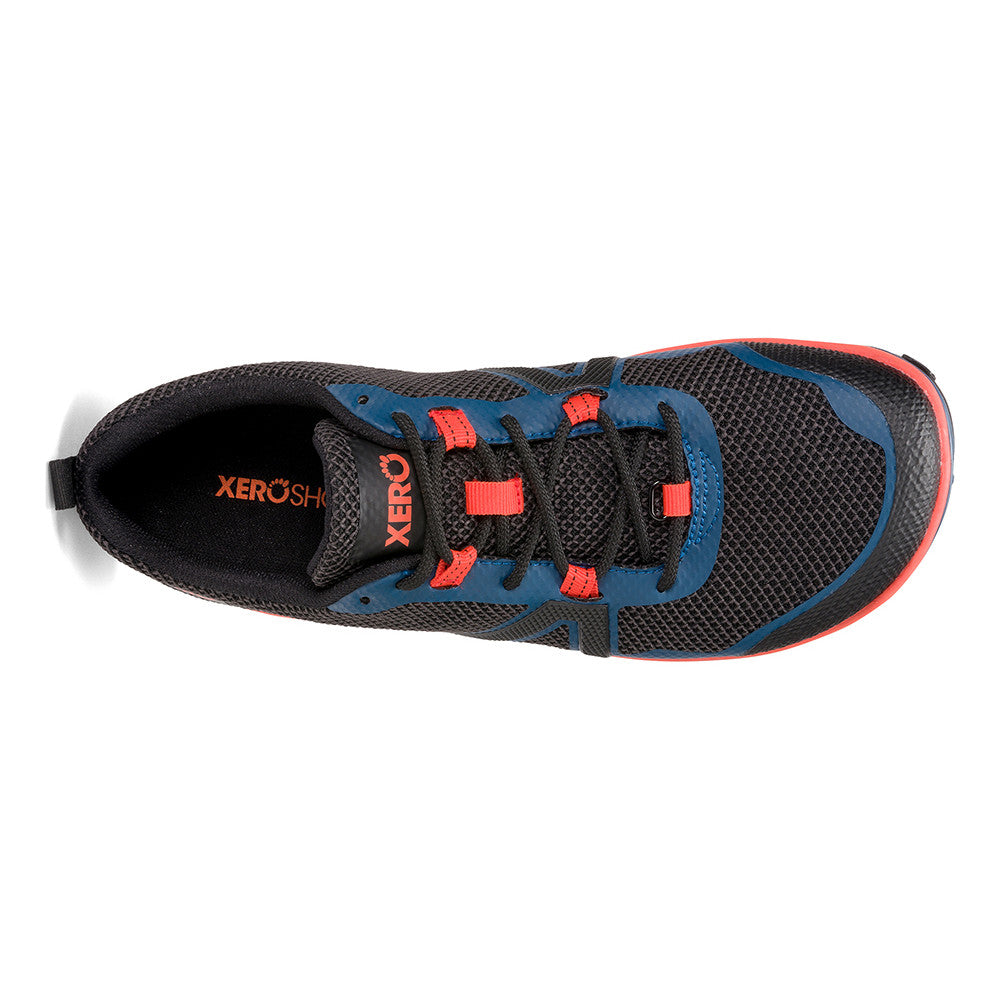 Draufsicht der Xero Shoes Scrambler Low Barfußschuhe in Legion Blue für Herren als Wanderschuhe im Onlineshop für Barfußschuhe
