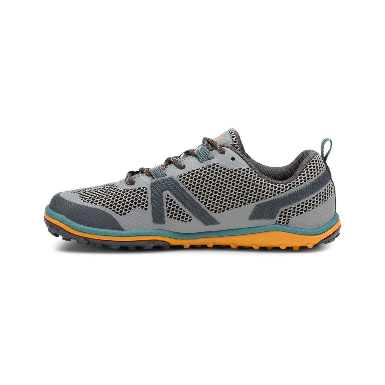 Linke Ansicht der Xero Shoes Scrambler Low Barfußschuhe in Tarmac Gray für Damen als Wanderschuhe im Onlineshop für Barfußschuhe