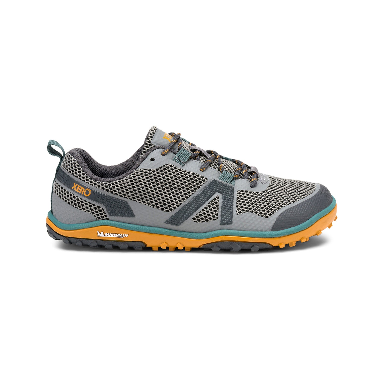 Rechte Ansicht der Xero Shoes Scrambler Low Barfußschuhe in Tarmac Gray für Damen als Wanderschuhe im Onlineshop für Barfußschuhe
