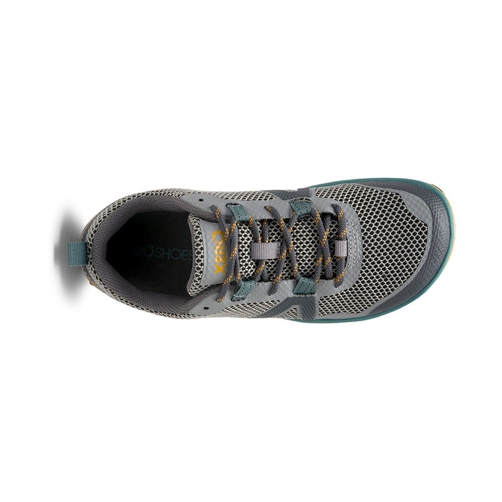Draufsicht der Xero Shoes Scrambler Low Barfußschuhe in Tarmac Gray für Damen als Wanderschuhe im Onlineshop für Barfußschuhe