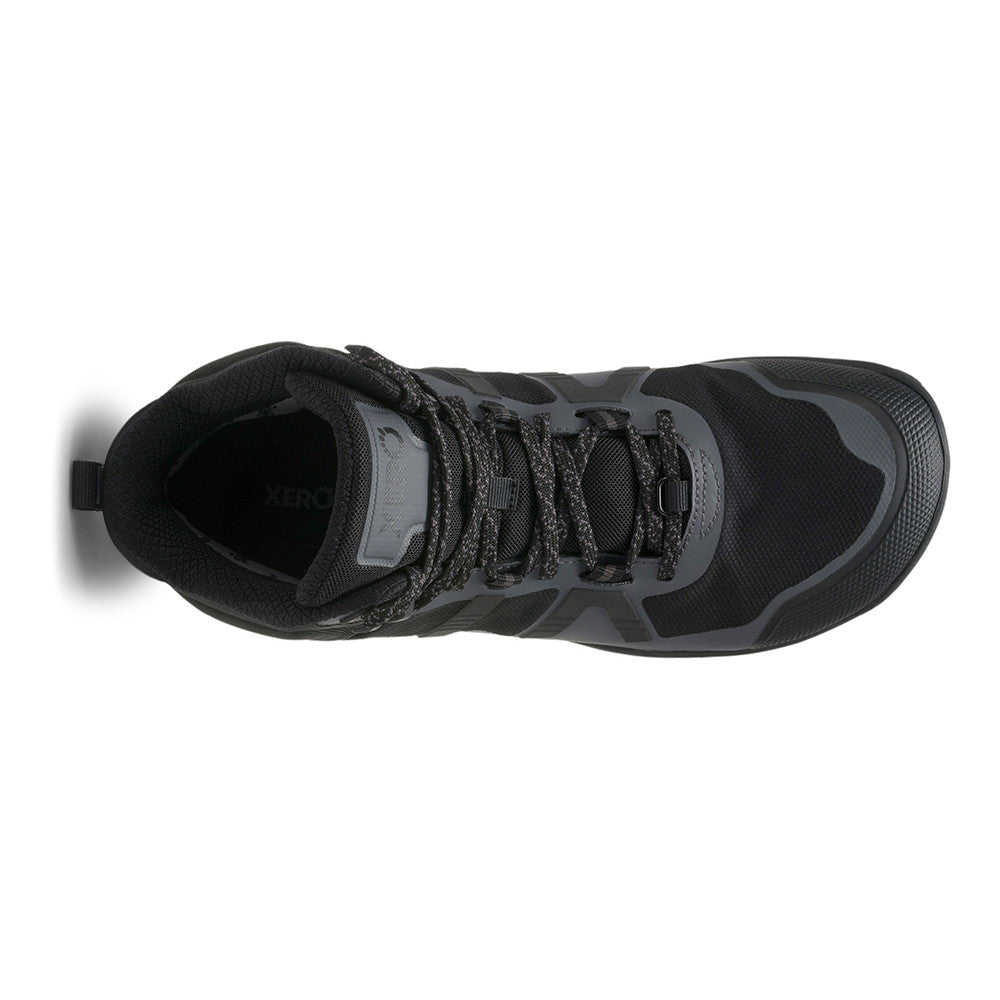 Xero Shoes Scrambler Mid II WP Barfußschuhe, wasserdichte Wanderschuhe für Herren, schwarz, Top-Ansicht im Onlineshop für Barfußschuhe