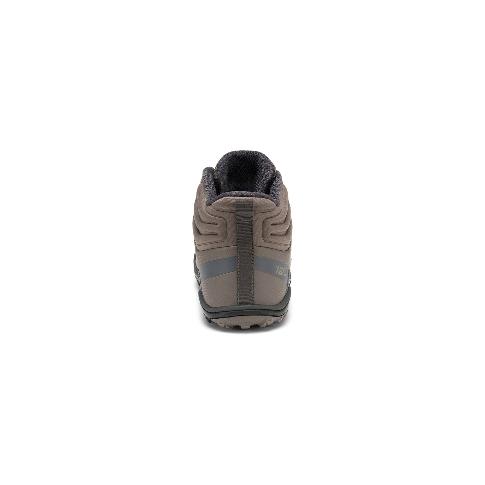 Rückansicht der Xero Shoes Scrambler Mid II Damen Barfußschuhe in Morel als Wanderschuhe im Onlineshop für Barfußschuhe