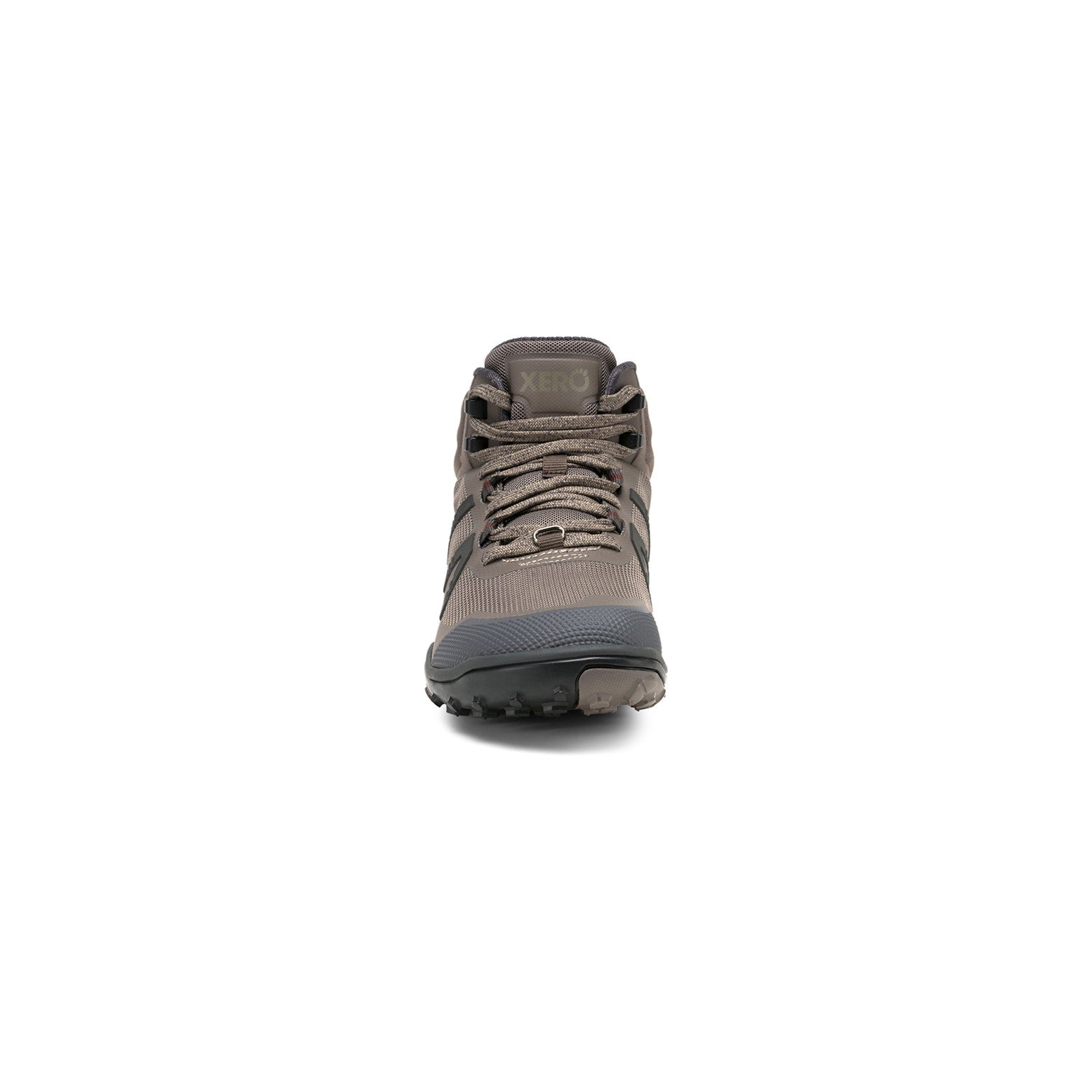 Xero Shoes Scrambler Mid II Morel Barfußschuhe für Damen als Wanderschuhe, Frontansicht im Onlineshop