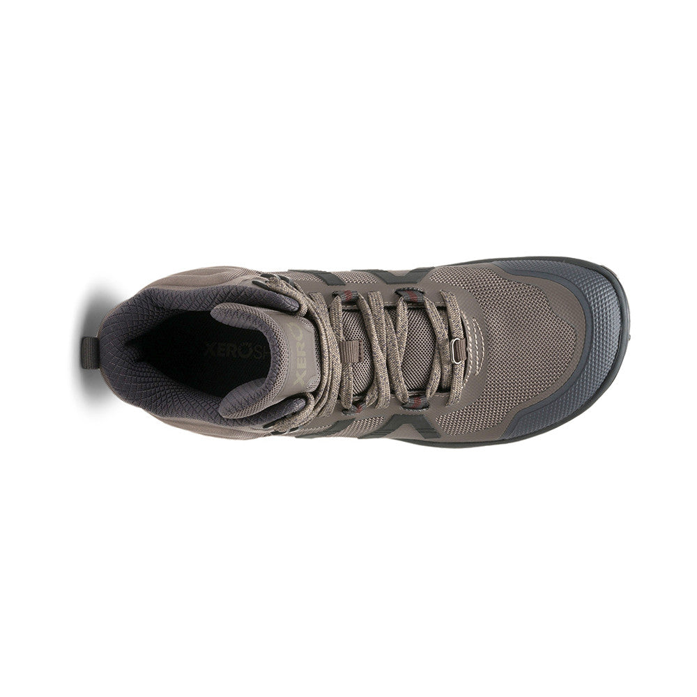 Obere Ansicht der Xero Shoes Scrambler Mid II Damen Barfußschuhe in Morel als Wanderschuhe im Onlineshop für Barfußschuhe