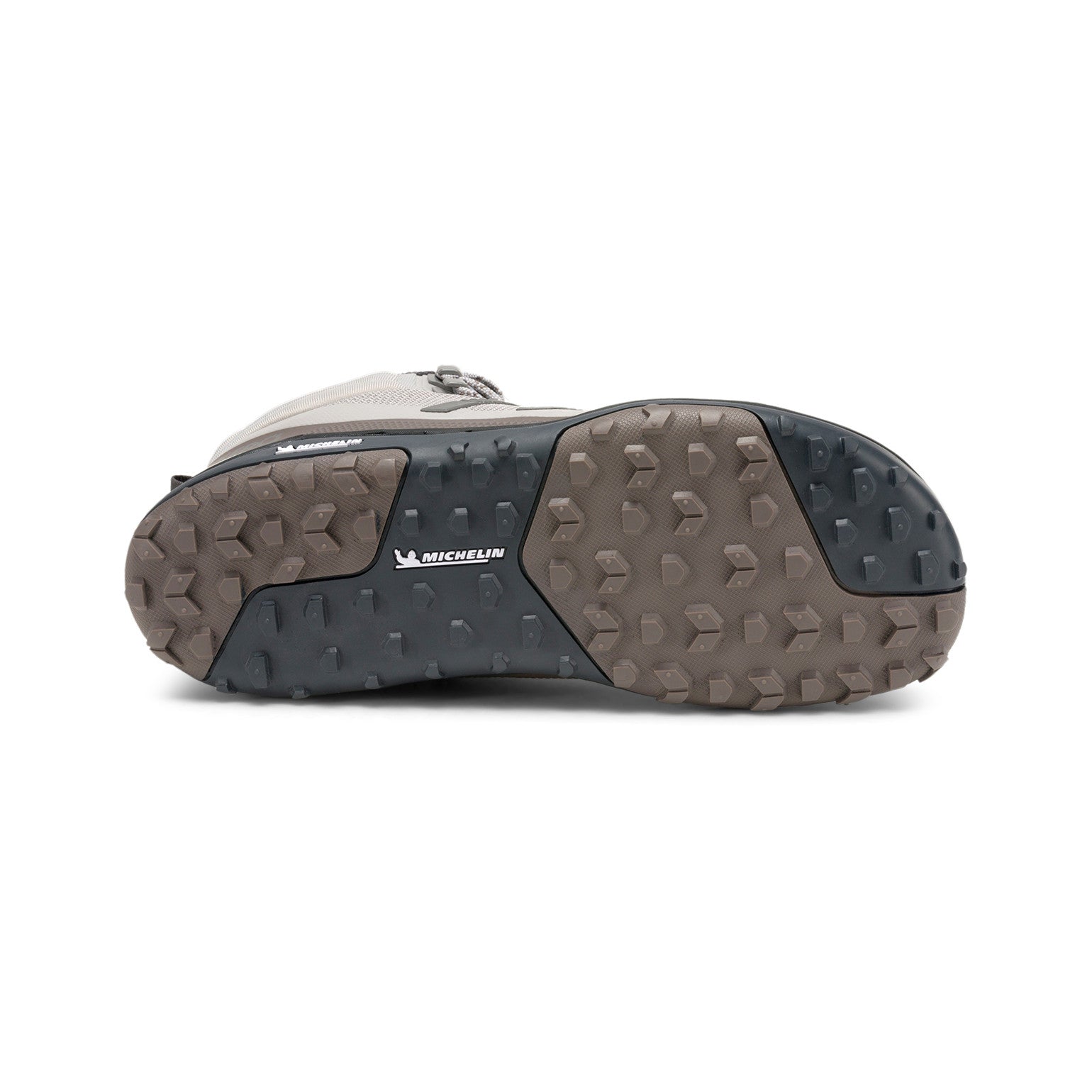 Sohlenansicht der Xero Shoes Scrambler Mid II Damen Barfußschuhe in Paloma als Wanderschuhe im Onlineshop für Barfußschuhe