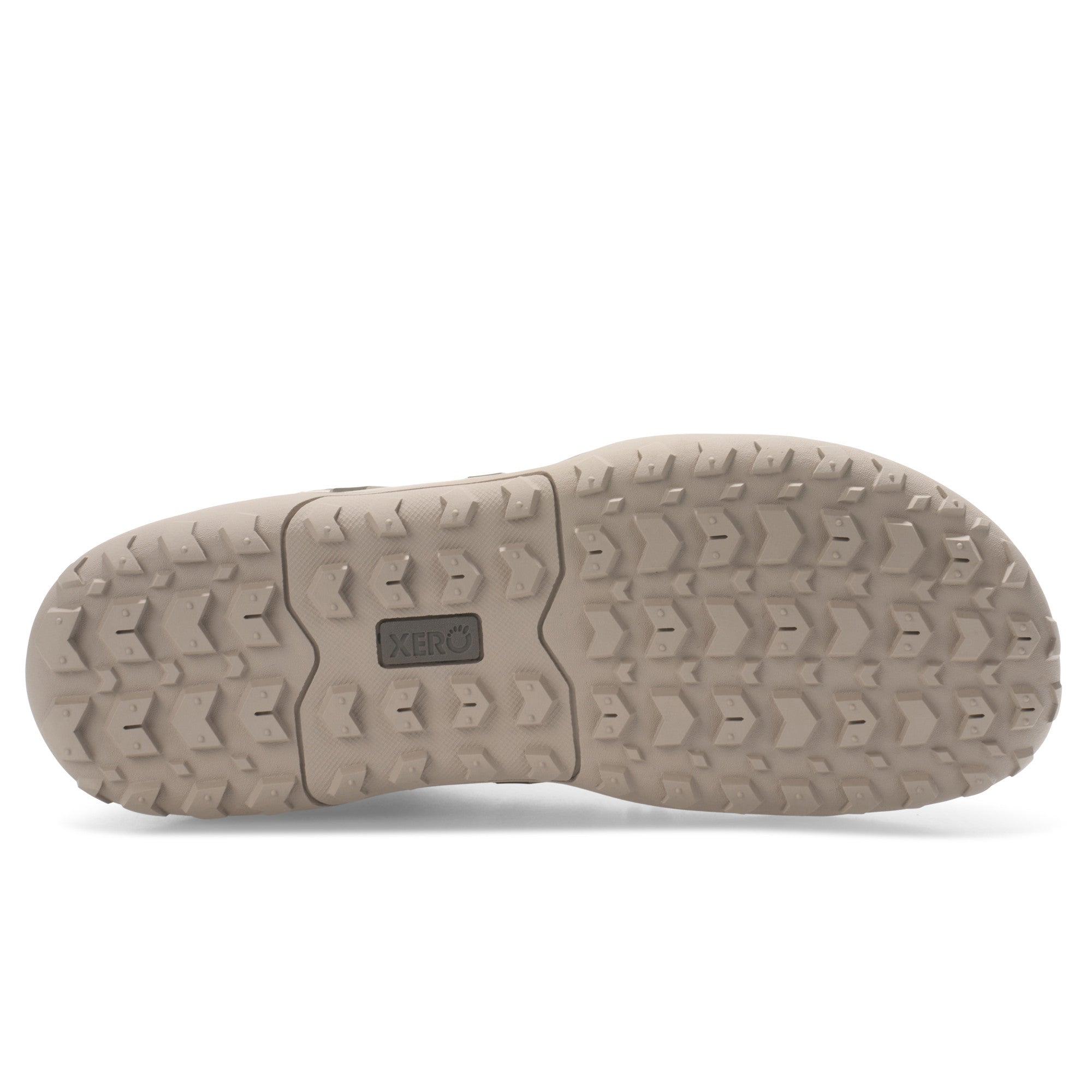 Sohlenansicht der wasserdichten Xero Shoes Scrambler Trail Low WP Barfußschuhe für Damen in morel pure cashmere – flexibler Wanderschuh im Onlineshop für Barfußschuhe