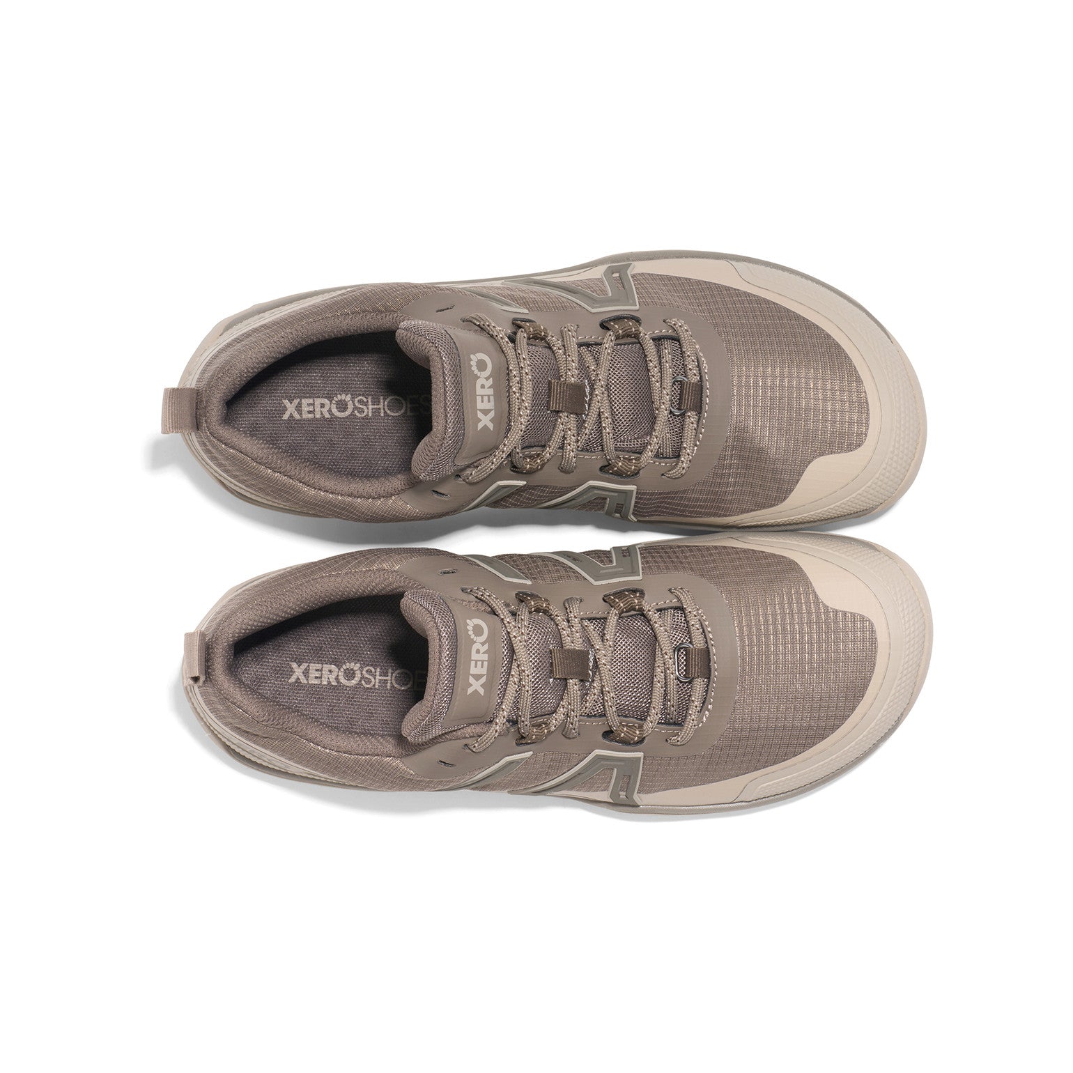 Obenansicht der Xero Shoes Scrambler Trail Low WP Damen Barfußschuhe in morel pure cashmere – wasserdichte Wanderschuhe im Onlineshop für Barfußschuhe