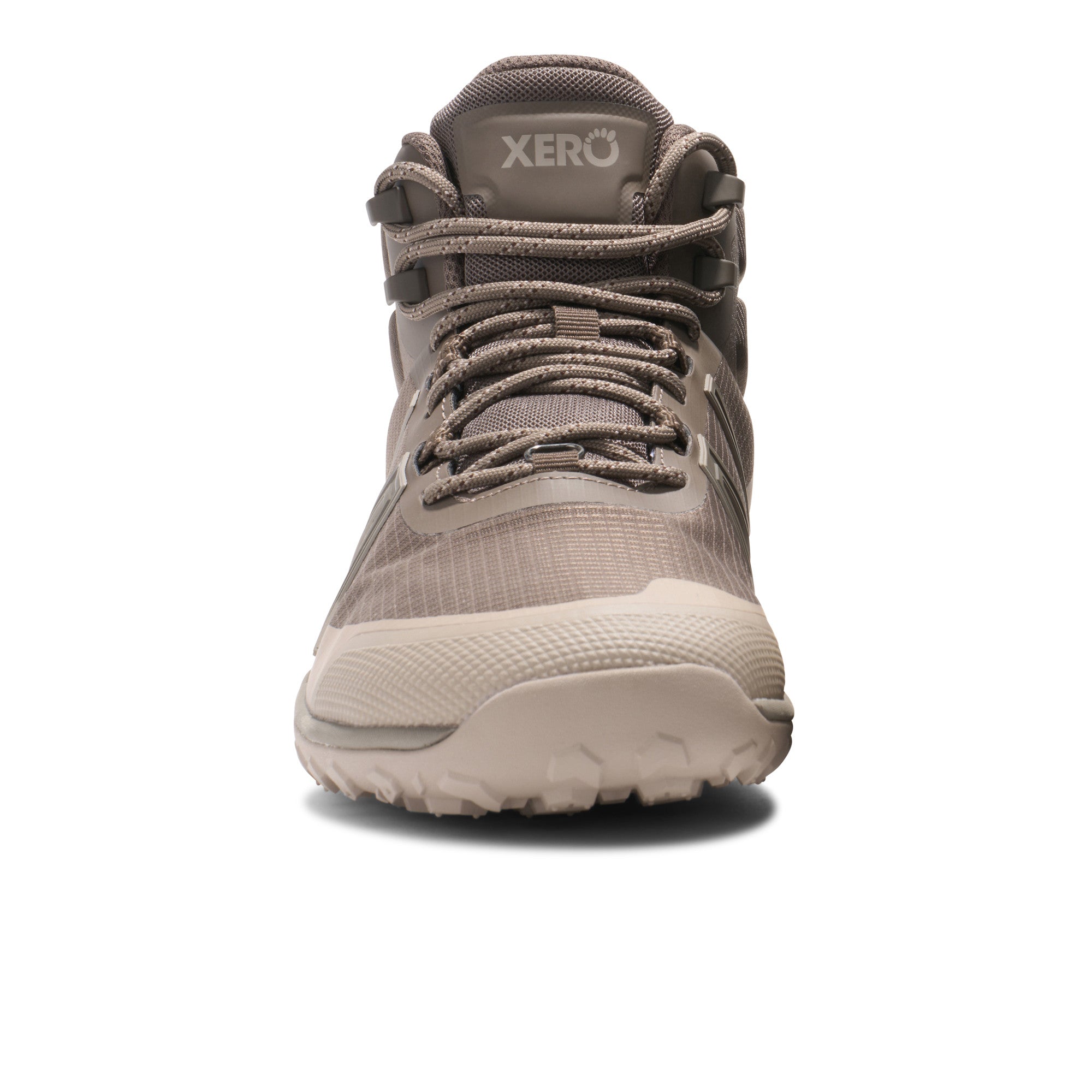 Xero Shoes Scrambler Trail Mid WP Herren Barfußschuhe in Morel Pure Cashmere, wasserdichte Wanderschuhe, Vorderansicht im Onlineshop