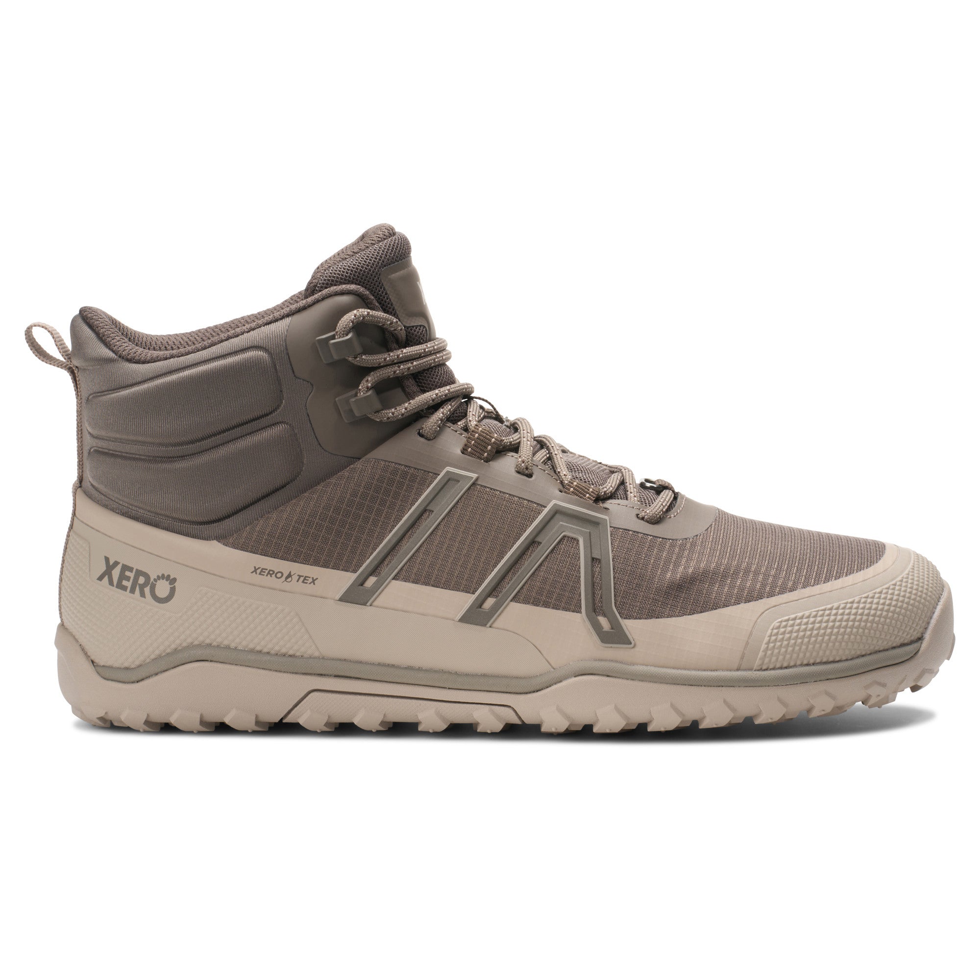 Xero Shoes Scrambler Trail Mid WP Herren Barfußschuhe in Morel Pure Cashmere, wasserdichte Wanderschuhe, Seitenansicht rechts im Onlineshop