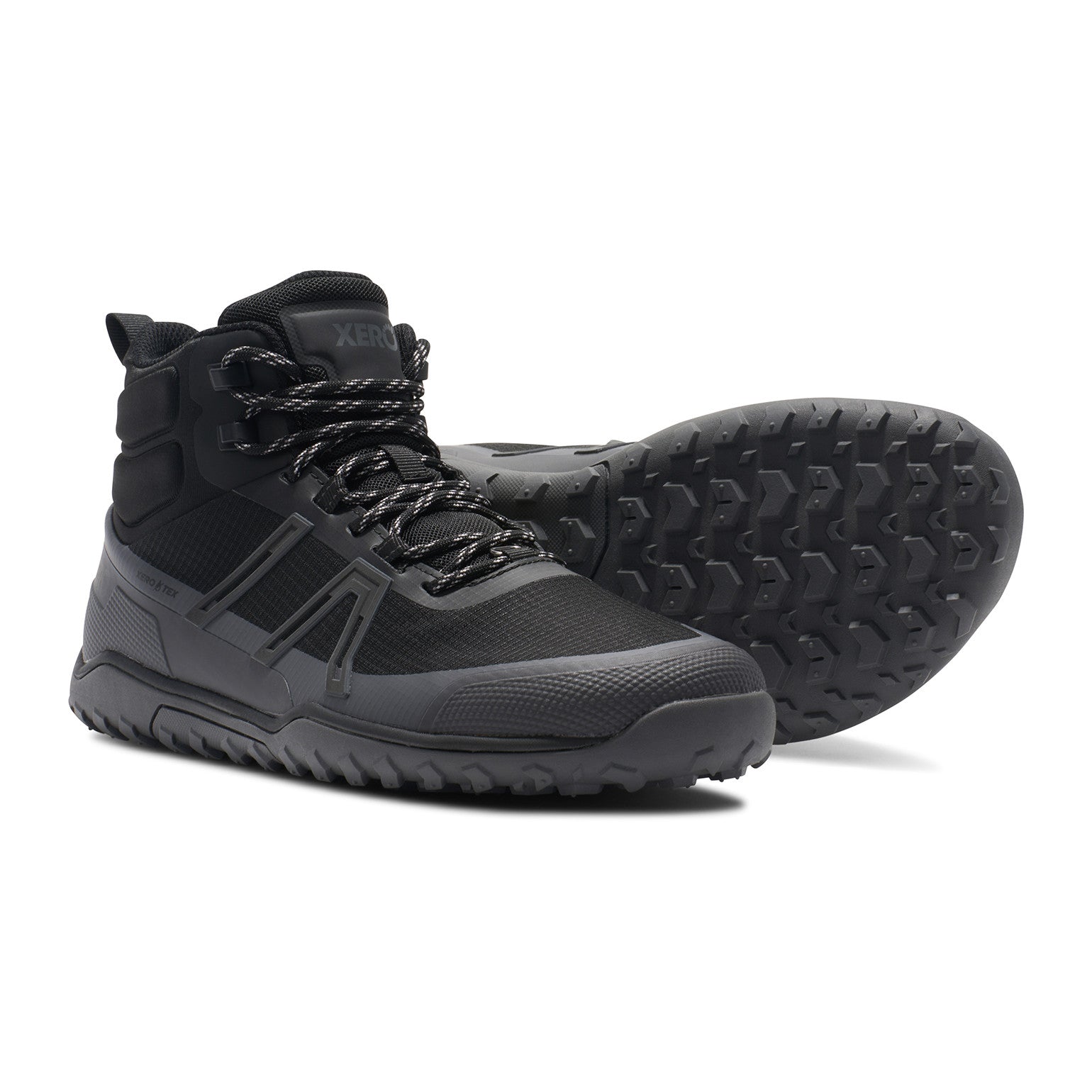 Xero Shoes Scrambler Trail Mid WP Barfußschuhe für Herren, wasserdichte Wanderschuhe in Schwarz im Onlineshop