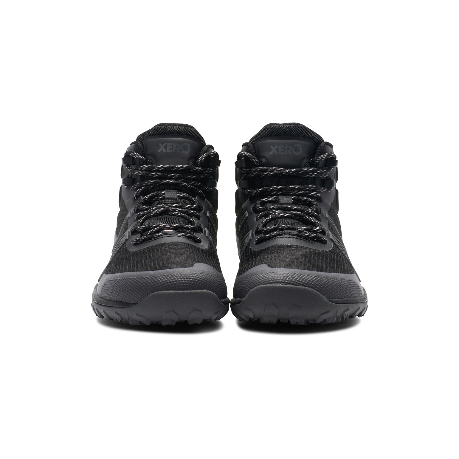 Xero Shoes Scrambler Trail Mid WP Barfußschuhe für Herren, wasserdichte Wanderschuhe, Frontansicht im Onlineshop