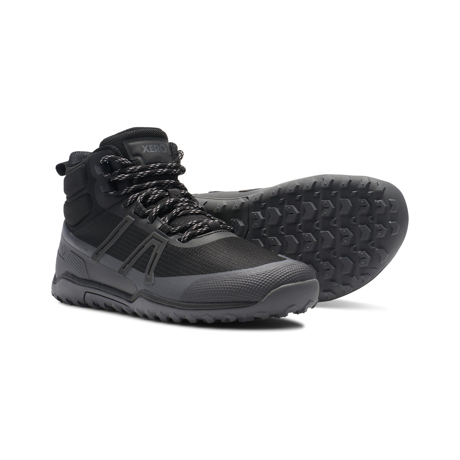 Xero Shoes Scrambler Trail Mid WP Barfußschuhe für Damen, wasserdichte Wanderschuhe in Schwarz im Onlineshop