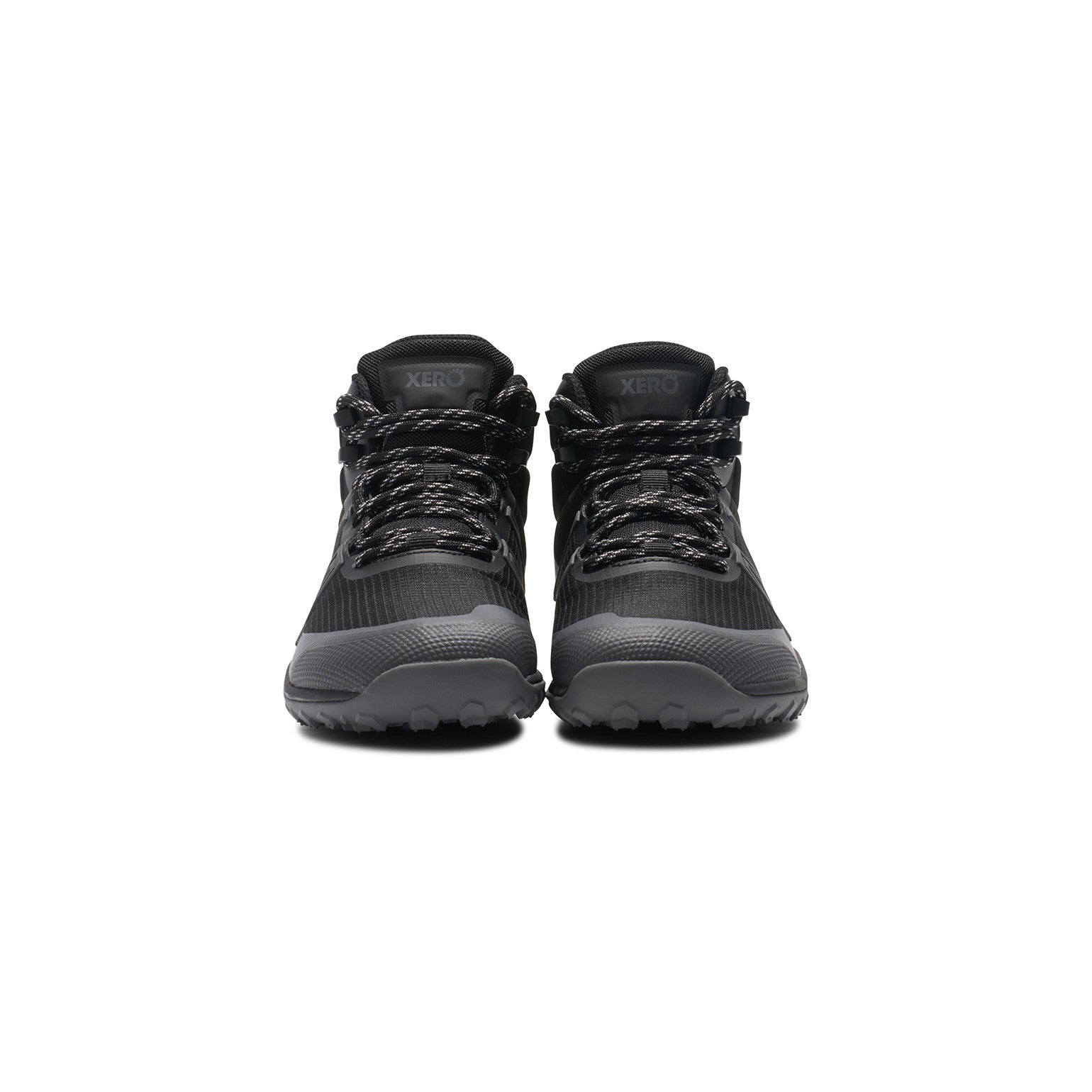 Xero Shoes Scrambler Trail Mid WP Barfußschuhe für Damen, wasserdichte Wanderschuhe, Frontansicht im Onlineshop