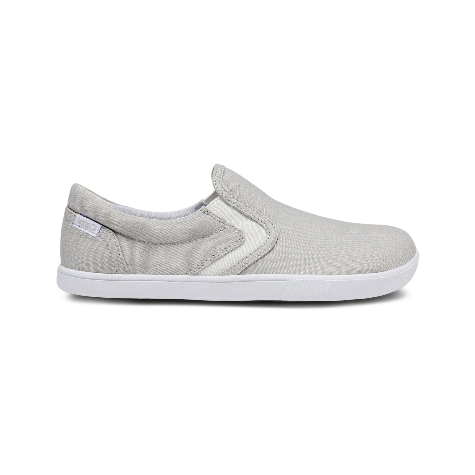 Xero Shoes Dillon Canvas Slip-On Barfußschuhe für Damen in Lunar Rock aus der rechten Seitenansicht, bequem und perfekt für den Alltag. Erhältlich in unserem Onlineshop für Barfußschuhe.