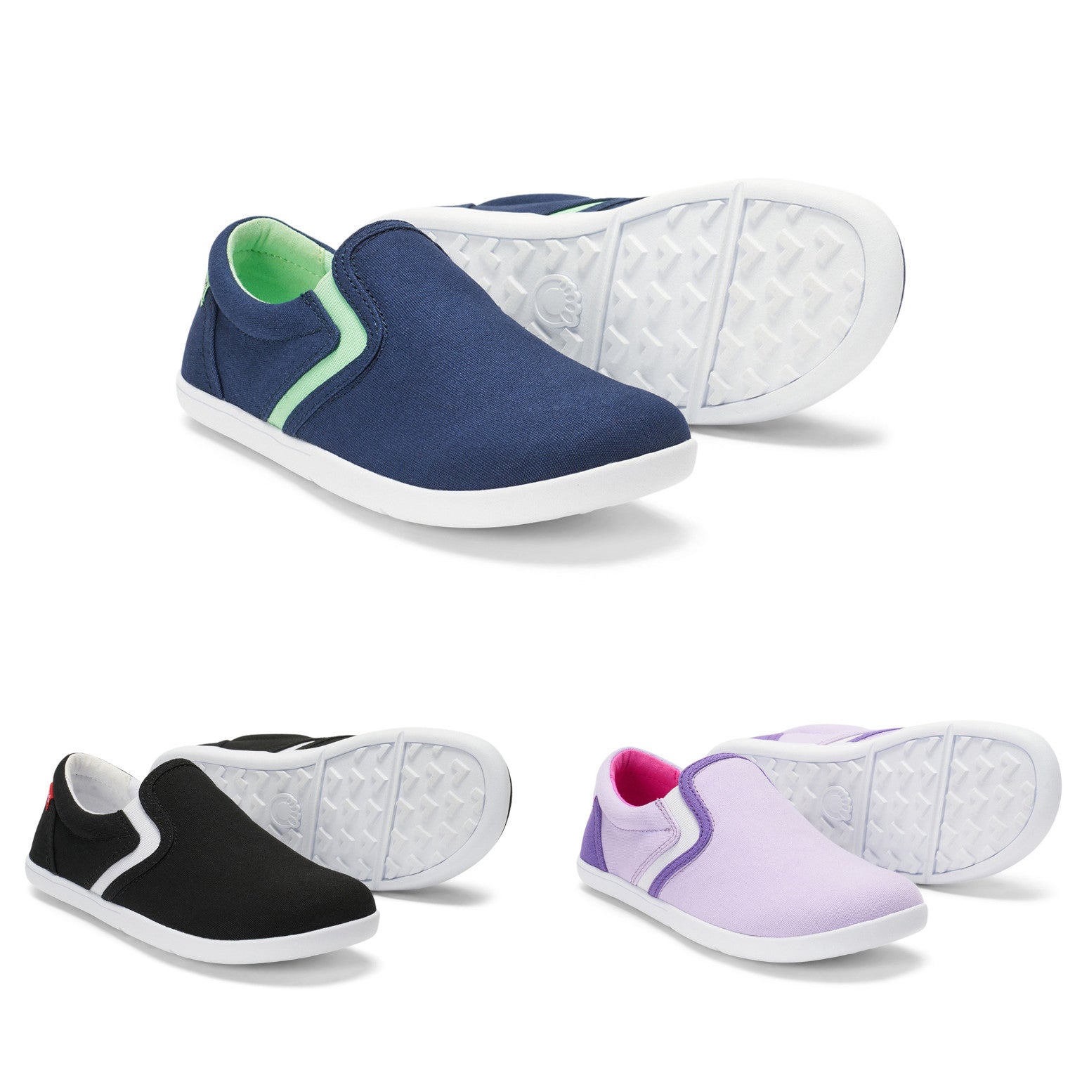 Verschiedene Farben der Xero Shoes Dillon Canvas Slip-On Kinder Barfußschuhe als Sneaker und Slipper im Onlineshop für Barfußschuhe