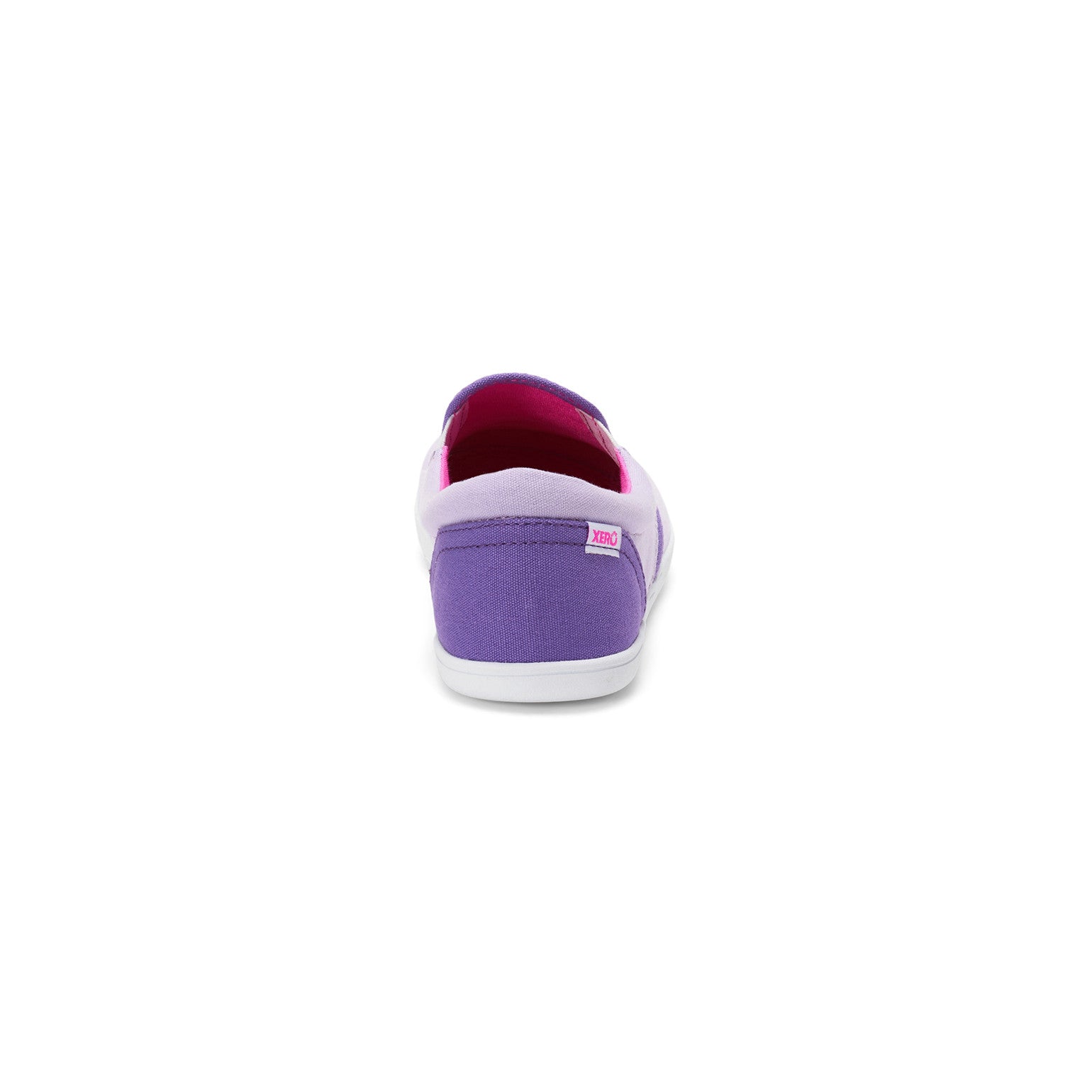 Rückansicht der Xero Shoes Dillon Canvas Slip-On Kinder Barfußschuhe in Orchid Petal als Sneaker im Onlineshop für Barfußschuhe