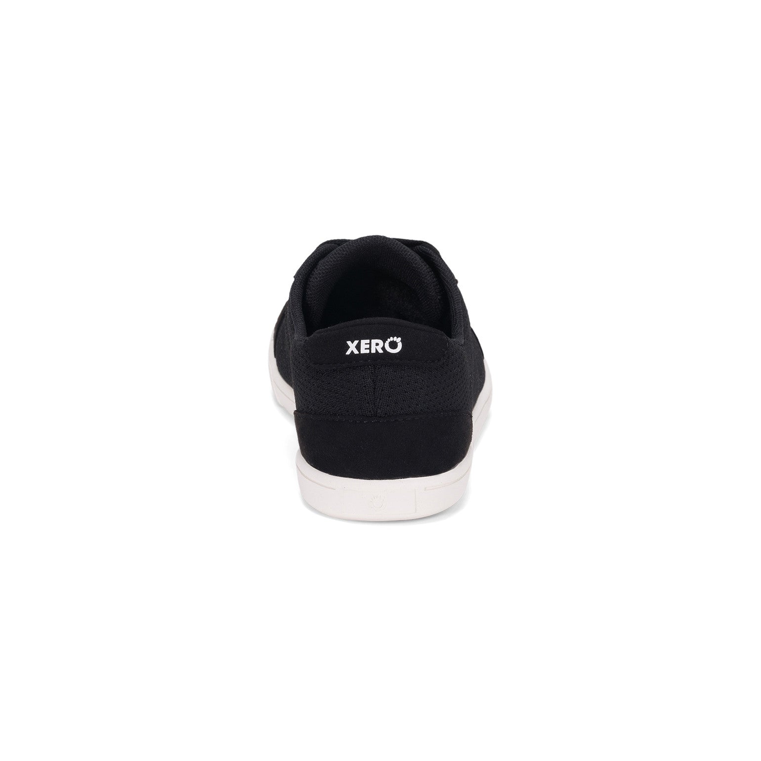 Xero Shoes Dillon Barfußschuhe für Damen in Schwarz aus der Rückansicht, bequem und ideal für den Alltag. Erhältlich in unserem Onlineshop für Barfußschuhe.