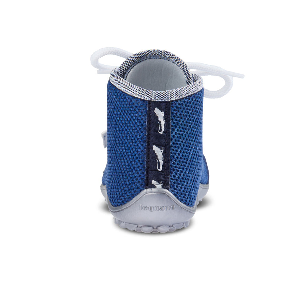 leguanito aktiv plus blau Leguano Barfußschuhe für Kinder – Sockenschuhe, Rückansicht, erhältlich im barfusswelten.de Barfußschuhe Onlineshop
