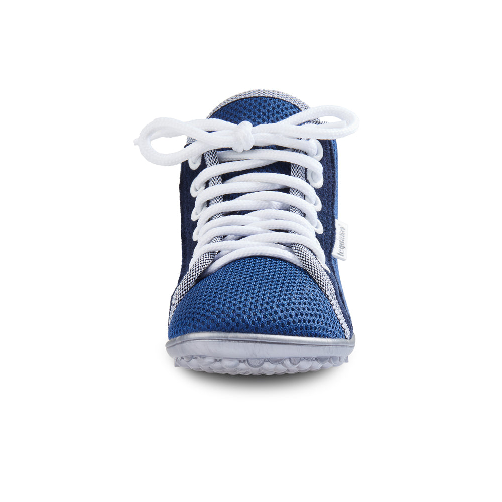 leguanito aktiv plus blau Leguano Barfußschuhe für Kinder – Sockenschuhe, Vorderansicht, erhältlich im barfusswelten.de Barfußschuhe Onlineshop