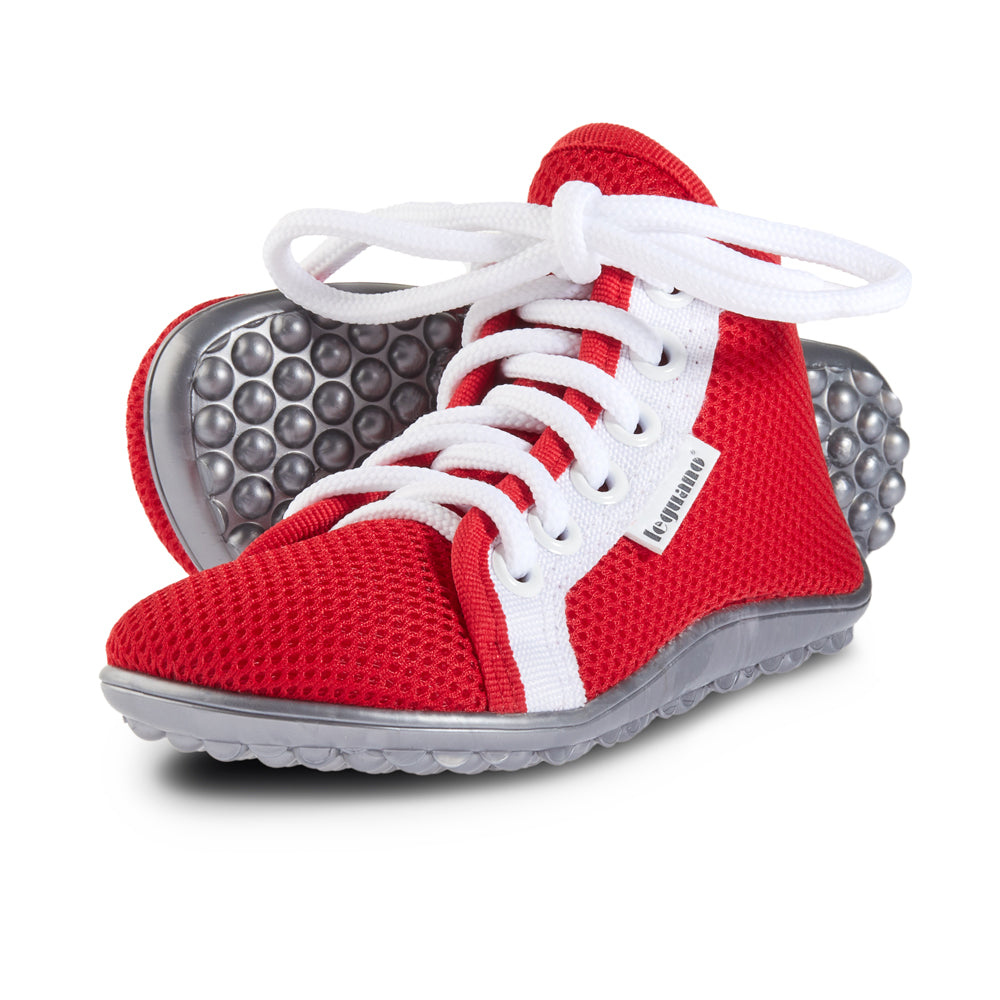 leguanito aktiv plus rot Leguano Barfußschuhe für Kinder – Hauptansicht, erhältlich im barfusswelten.de Barfußschuhe Onlineshop