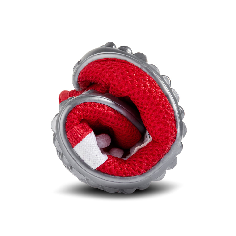 Leguanito aktiv plus rot Leguano Barfußschuhe für Kinder in gerollter Form – Flexibles Design, erhältlich im barfusswelten.de Barfußschuhe Onlineshop