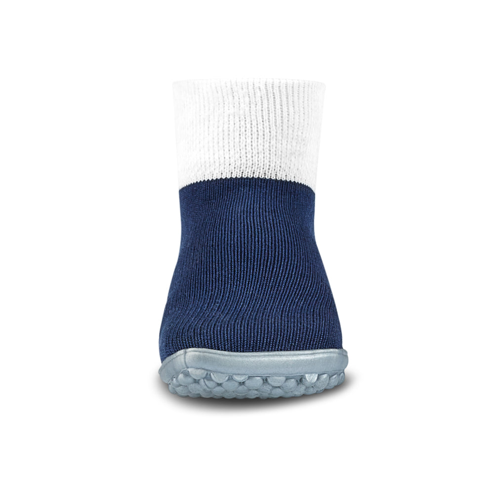 Leguanito Barfußschuhe für Kinder von Leguano in Blau – Sockenschuhe, Frontansicht, erhältlich im Barfusswelten.de Barfußschuhe Onlineshop