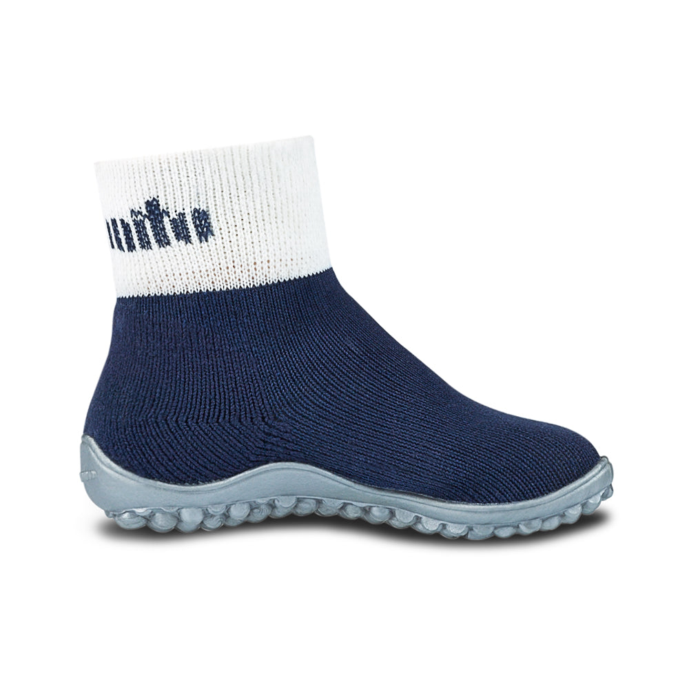 Leguanito Barfußschuhe für Kinder von Leguano in Blau – Sockenschuhe, Seitenansicht von rechts, erhältlich im Barfusswelten.de Barfußschuhe Onlineshop