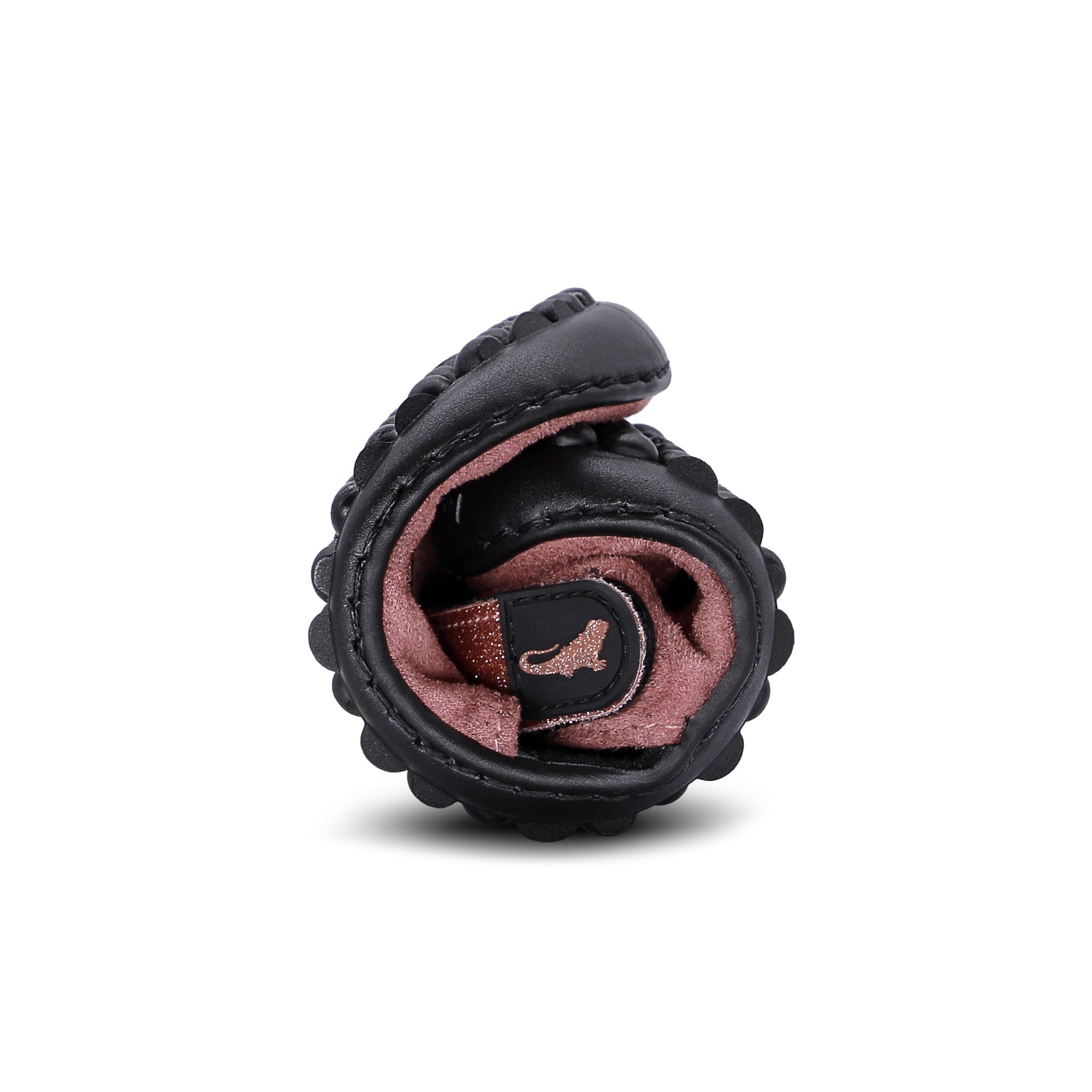 Leguanito Jarina Sandalen Kinder rot mit Glitzer als Barfußschuhe im Onlineshop, zusammengerollt und ideal für kleine Füße