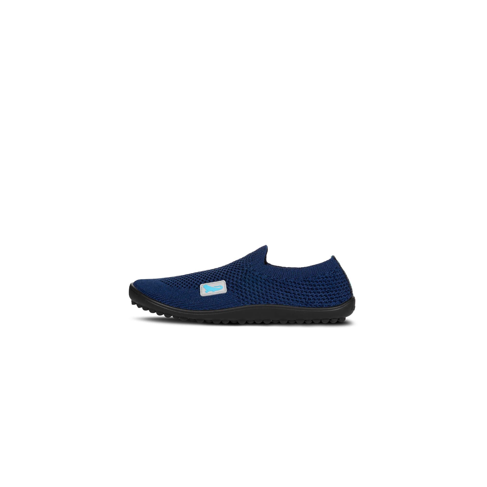 Leguanito Scio Blue (Größe 29 bis 34) Kinder Barfußschuhe Slipper – Linke Ansicht des bequemen Slippers, perfekt für den Alltag, erhältlich im Barfußschuhe Onlineshop Barfusswelten.de.