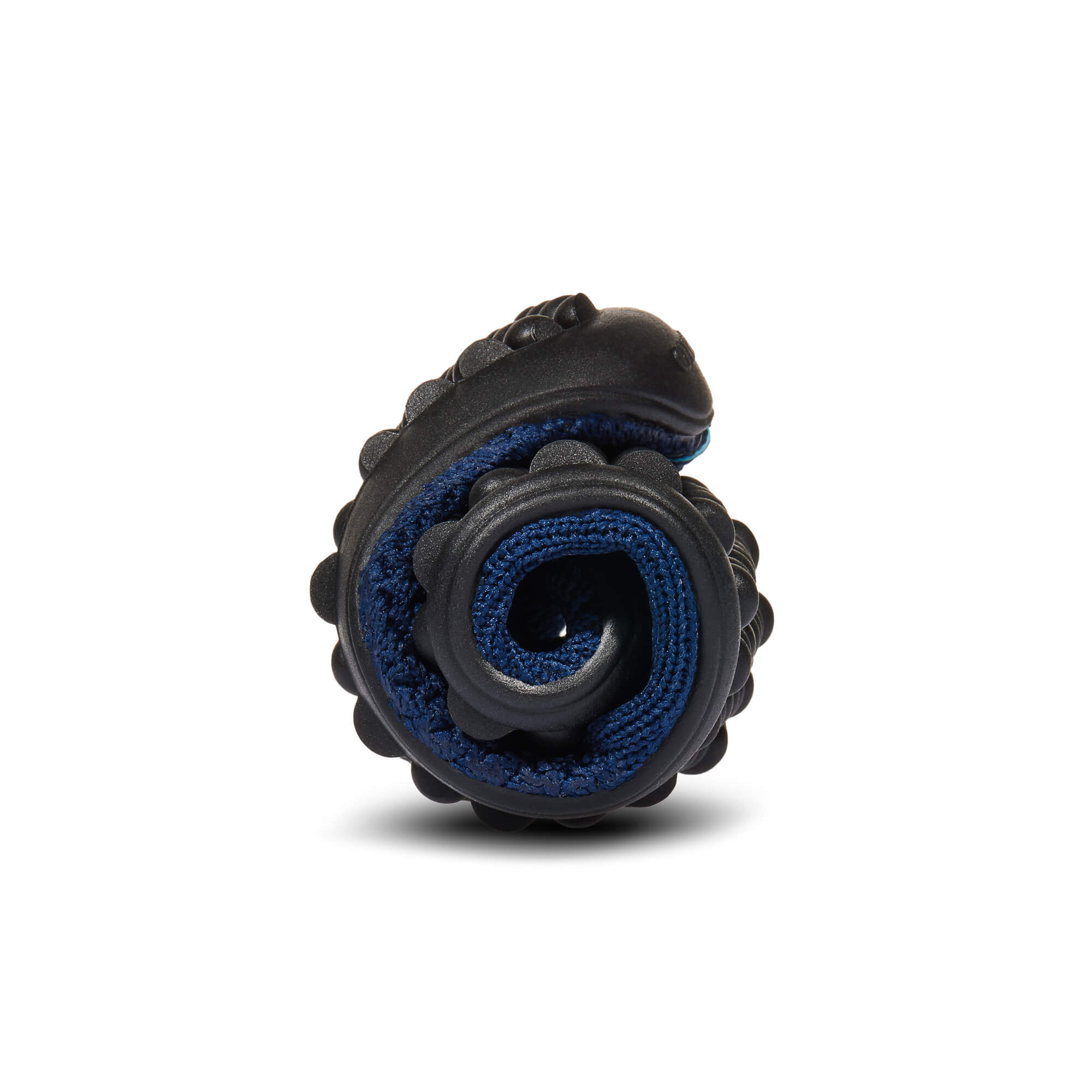 Leguanito Scio Leguano Kinder Barfußschuhe Slipper in Blau (Größen 29 bis 34) – zusammengerollte Ansicht der flexiblen und leichten Slipper, ideal für Kinderfüße, im Barfußschuhe Onlineshop Barfusswelten.de.