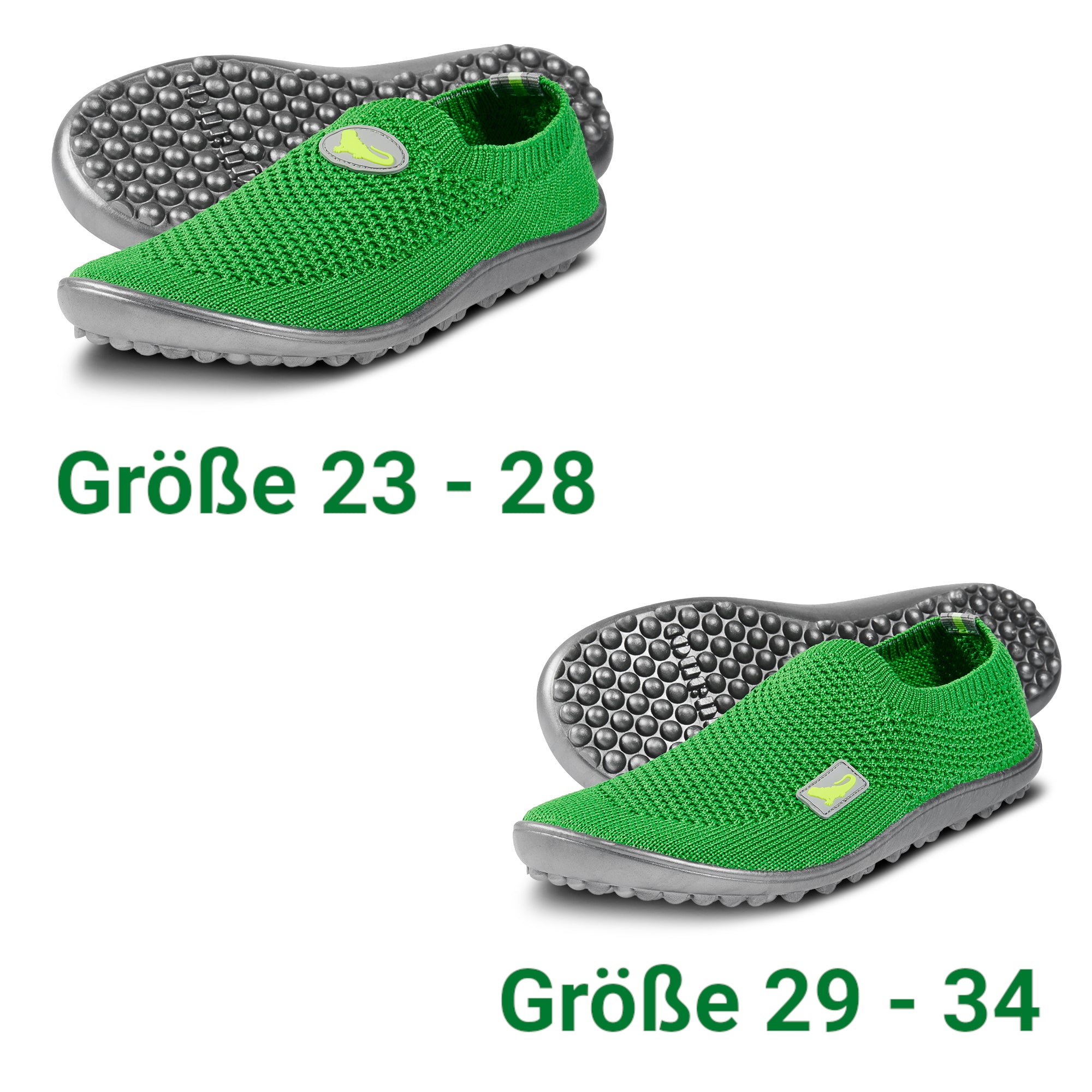 Leguanito Scio Green Kinder Barfußschuhe Slipper – Bild des Slippers in Grün für Kinder in den Größen 23 bis 34. Diese leichten Barfußschuhe bieten optimalen Tragekomfort und sind erhältlich bei barfusswelten.de.