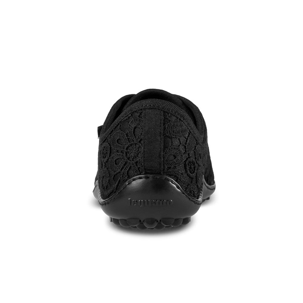 leguano Amalfi Nero schwarz festliche Barfußschuhe, Rückansicht, stilvoll für Hochzeit und Feier im Onlineshop für Barfußschuhe erhältlich