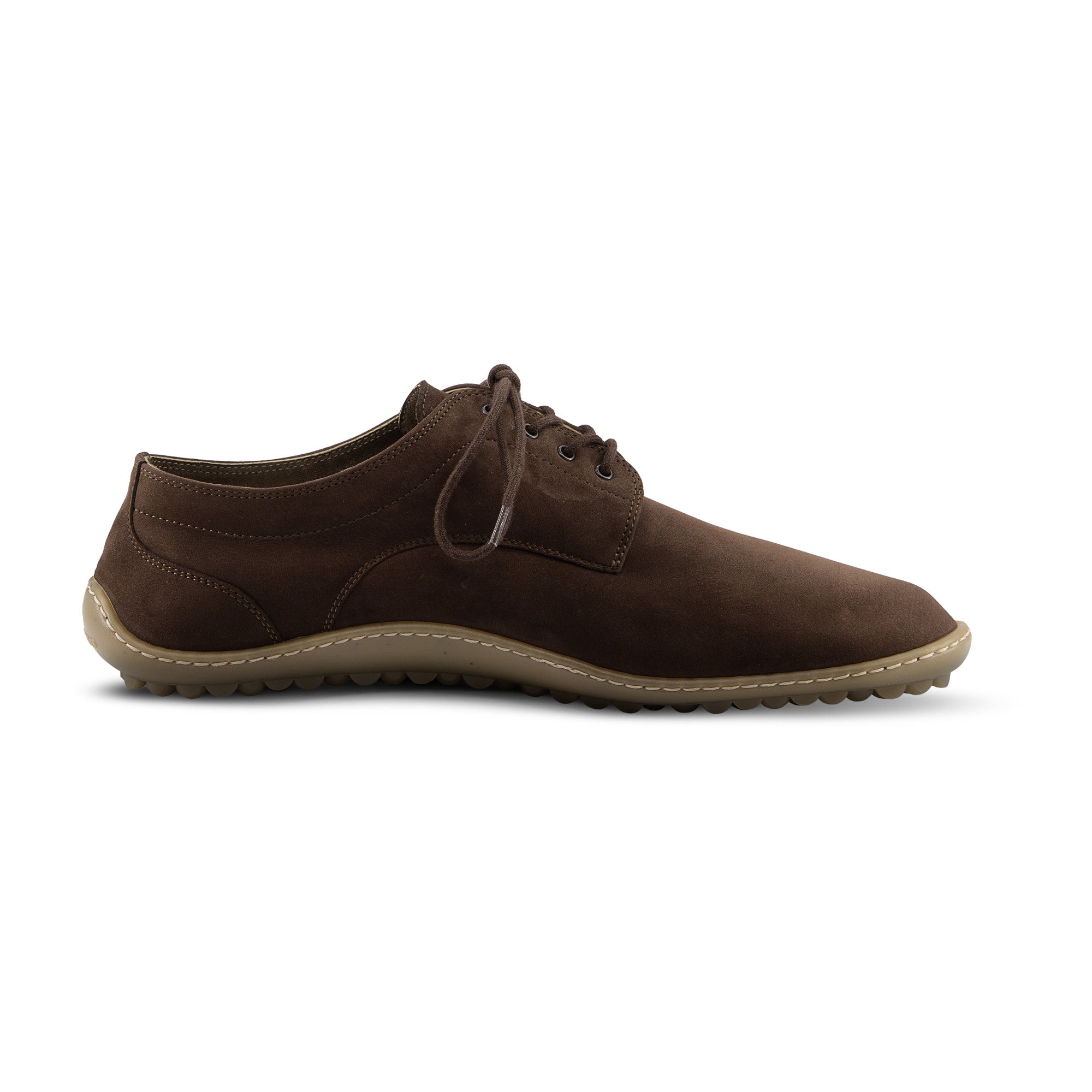 Rechte Seitenansicht der Leguano Dean Barfußschuhe in mocca aus Leder, elegante Herrenschuhe im Onlineshop für Barfußschuhe