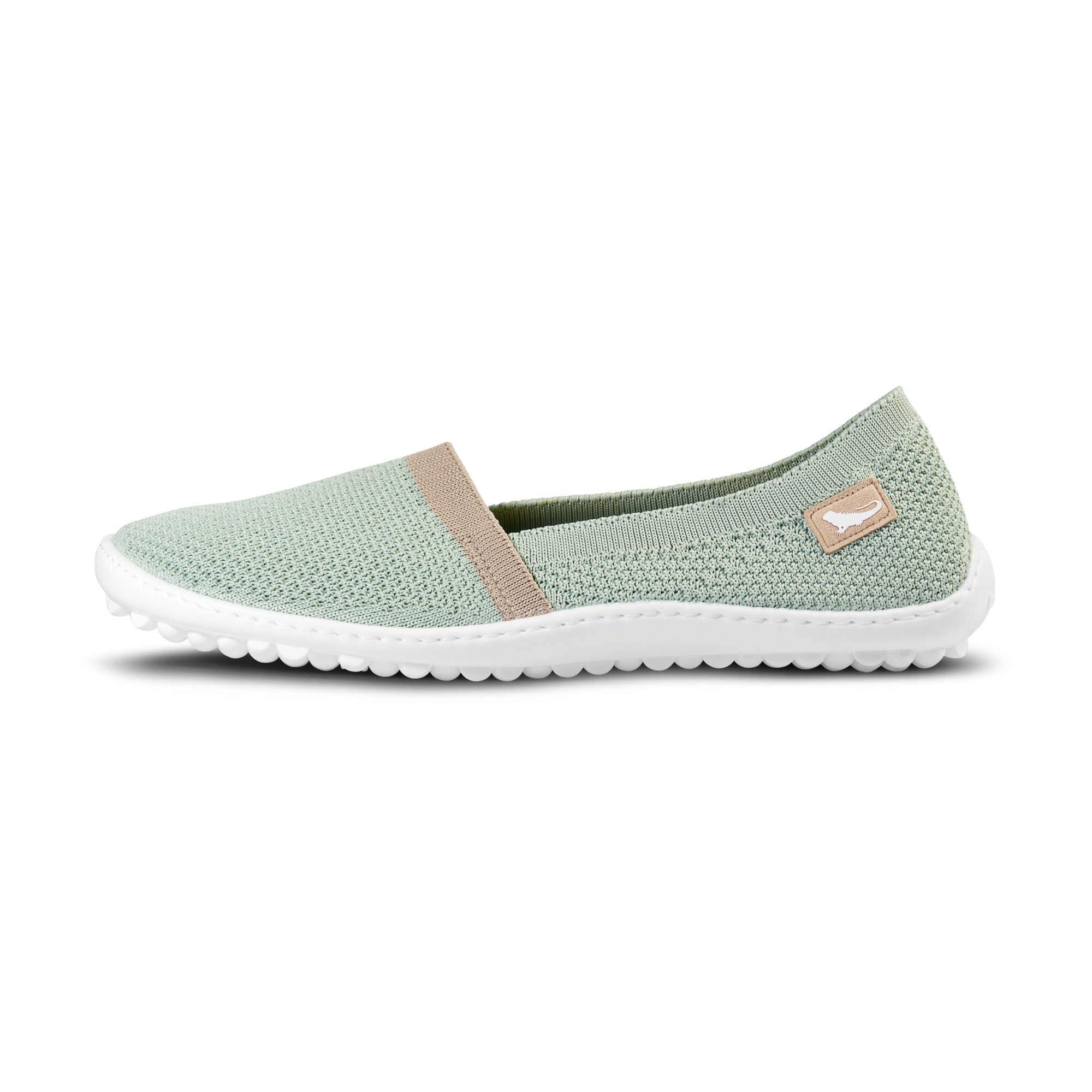 Leguano Flair Pistachio Barfußschuhe, Damen Slipper in Pastellgrün, linke Seitenansicht im Onlineshop für Barfußschuhe
