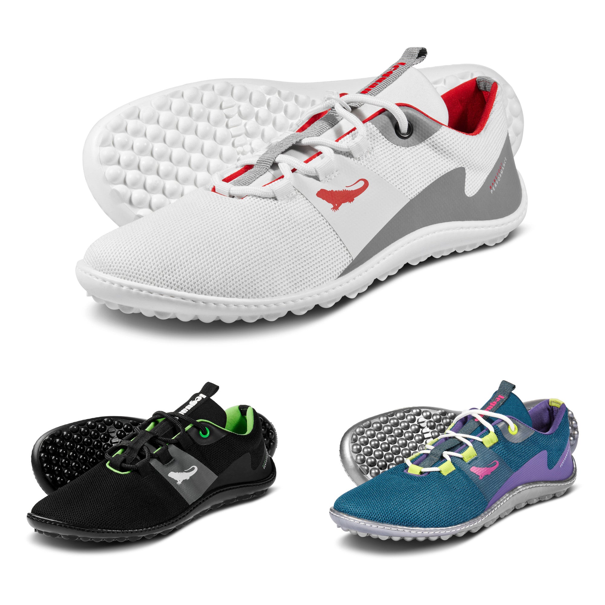 Leguano Spinwyn Barfußschuhe in verschiedenen Farben, ideal für aktive Freizeit und sportliche Betätigungen mit maximaler Flexibilität. Jetzt erhältlich im Onlineshop für Barfußschuhe.