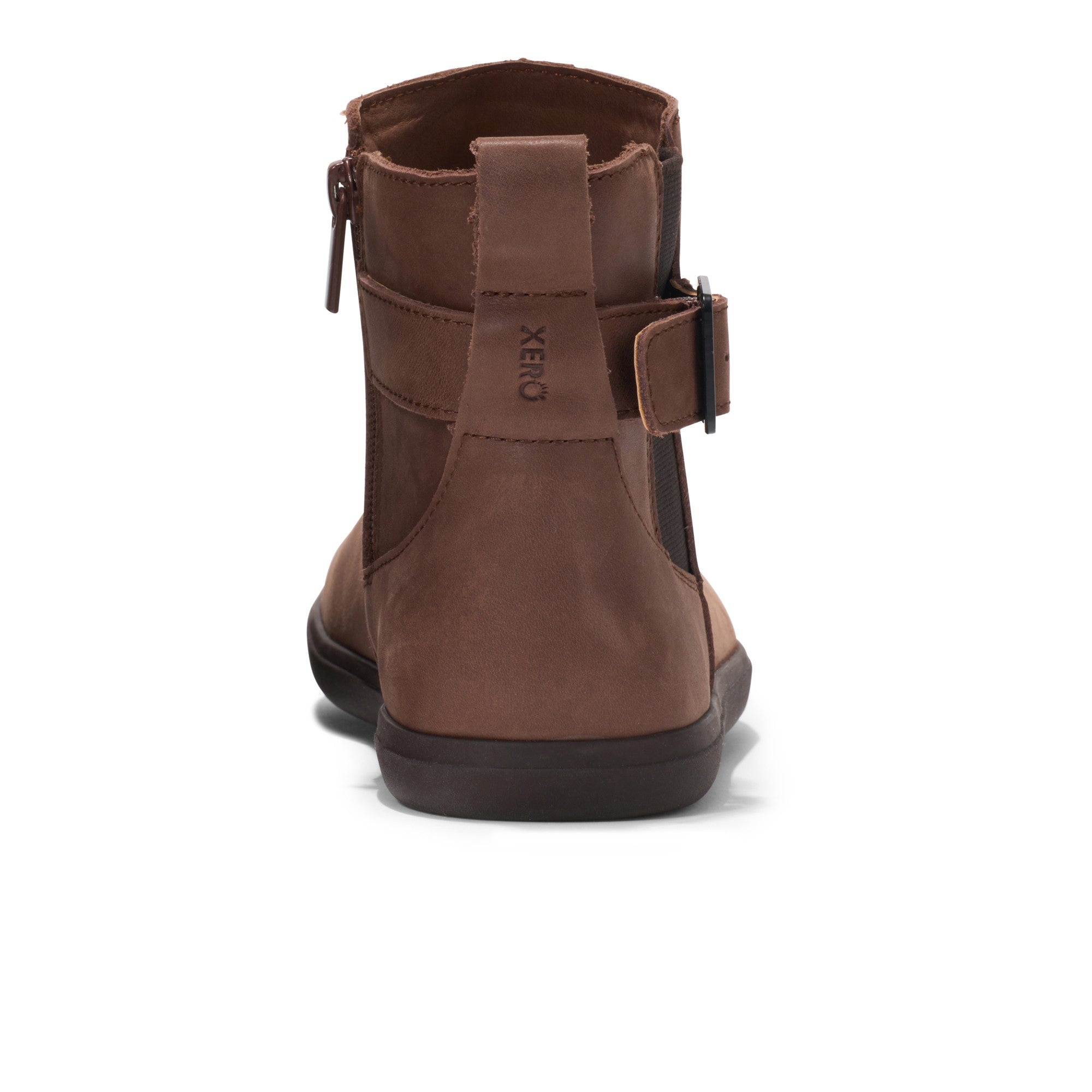Xero Shoes Tari II Damen Chelsea Boot in Cappuccino, stilvolle Leder Barfußschuhe im Onlineshop Rückansicht
