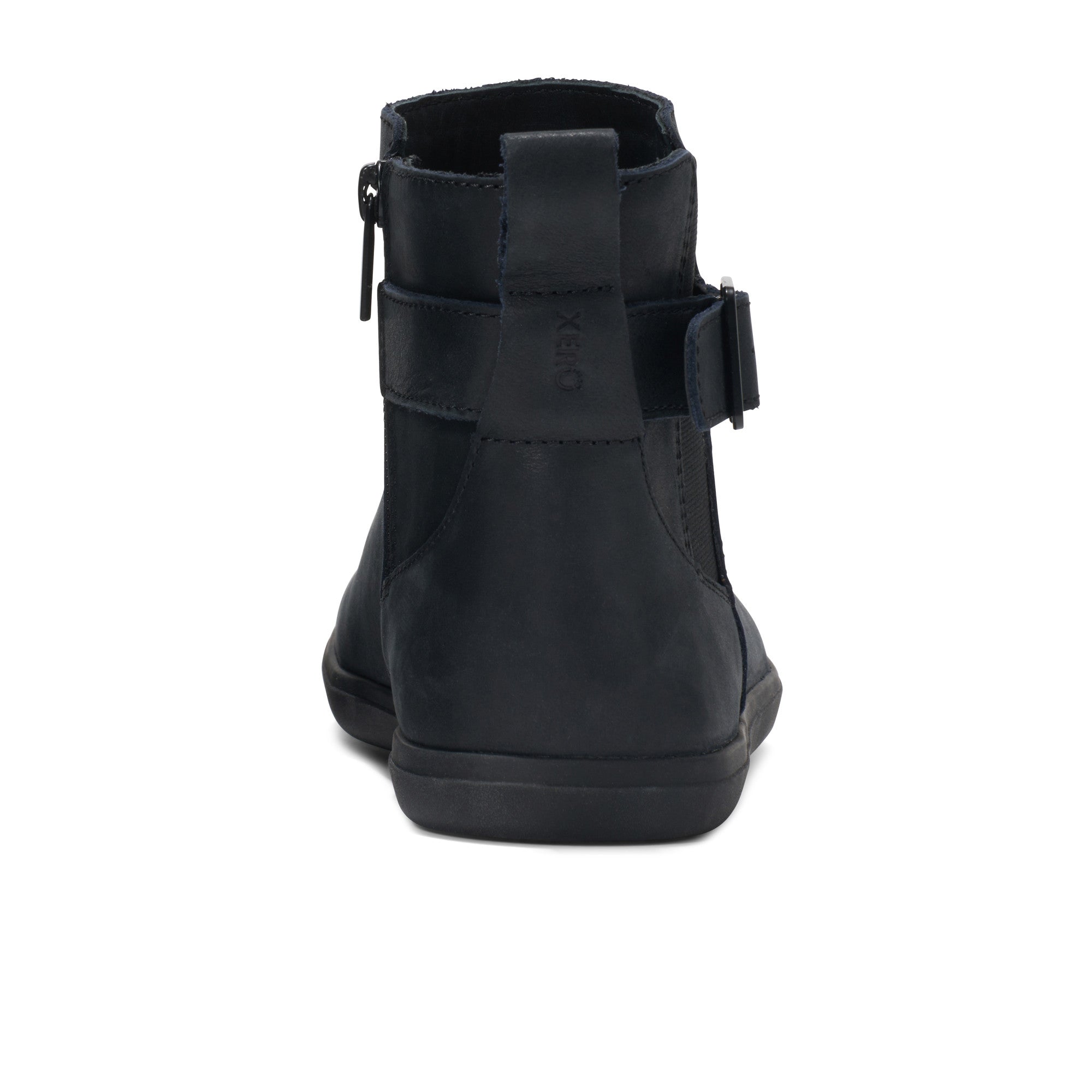 Xero Shoes Tari II Damen Chelsea Boot aus schwarzem Leder, Barfußschuhe im Onlineshop Rückansicht