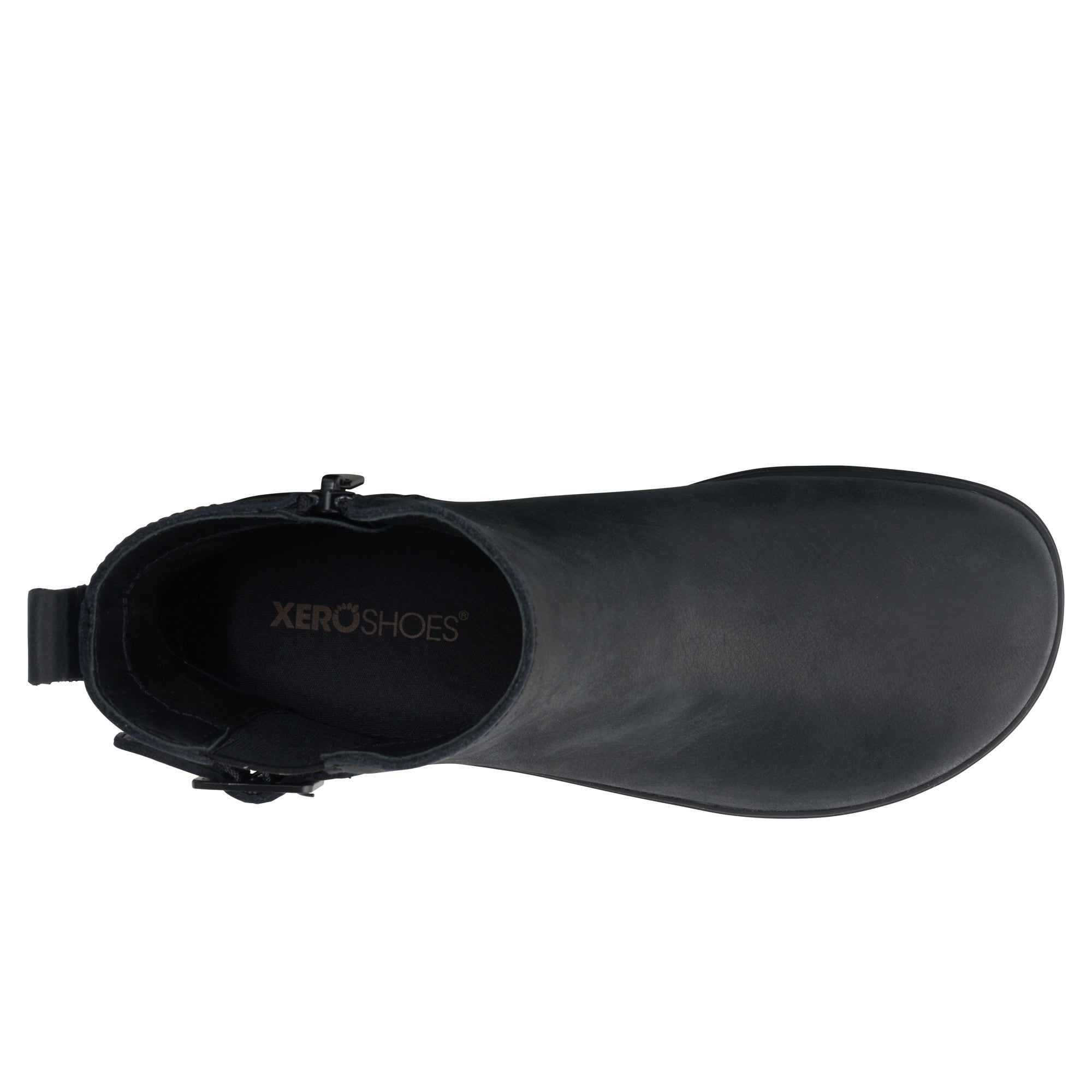 Xero Shoes Tari II Damen Chelsea Boot aus schwarzem Leder, Barfußschuhe im Onlineshop Ansicht von oben