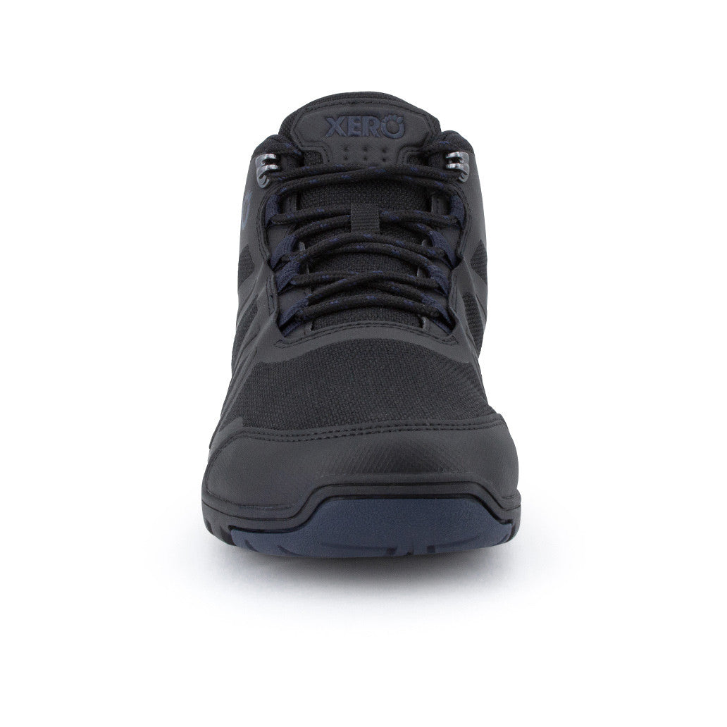 Daylite Hiker Fusion Men Black Barfußschuhe Wanderschuhe, Frontansicht. Robuste Wanderschuhe in Schwarz für maximale Flexibilität und Komfort bei Outdoor-Aktivitäten. Erhältlich in unserem Onlineshop für Barfußschuhe.