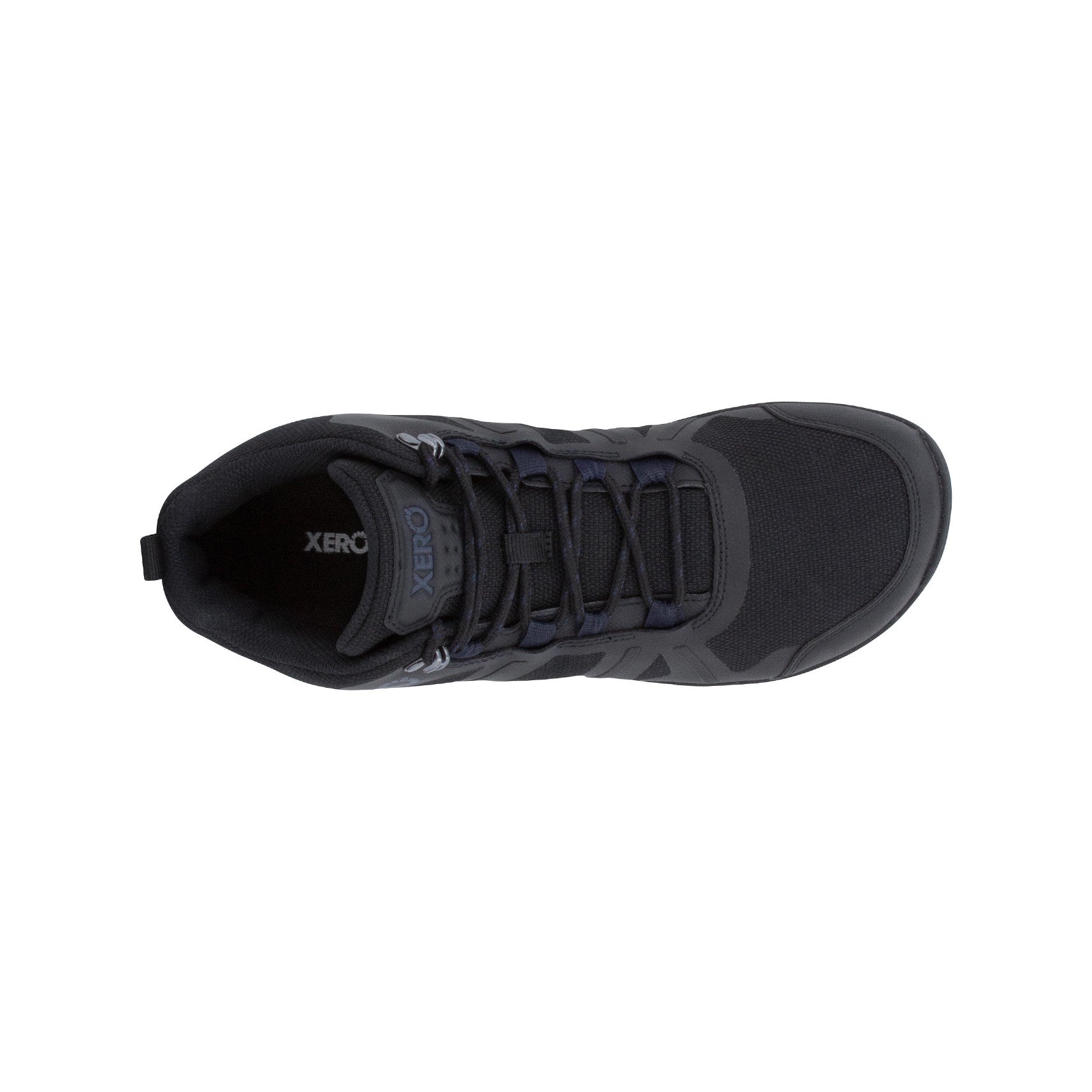 Daylite Hiker Fusion Men Black Barfußschuhe Wanderschuhe, Ansicht von oben. Diese schwarzen Wanderschuhe bieten eine perfekte Passform und außergewöhnlichen Komfort für lange Wanderungen. Erhältlich in unserem Onlineshop für Barfußschuhe.