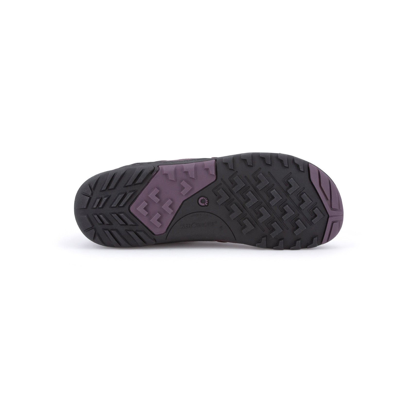 Daylite Hiker Fusion Barfußschuhe für Damen in Mulberry aus der Perspektive von unten, optimal für Wanderungen und Outdoor-Aktivitäten. Erhältlich in unserem Onlineshop für Barfußschuhe.